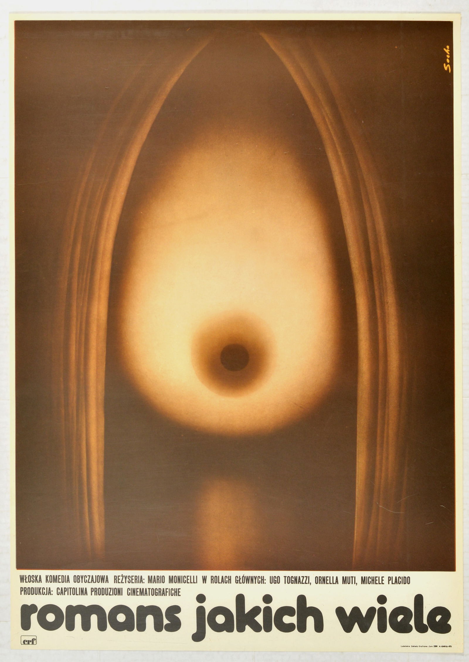 Movie Poster Romans Jakich Wiele Polish Design: Original vintage Polish film poster for Italian film Romans Jakich Wiele / Come Home and Meet My Wife directed by Mario Monicelli and starring Ugo Tognazzi, Ornella Muti, Michele Placido and Pippo Sta