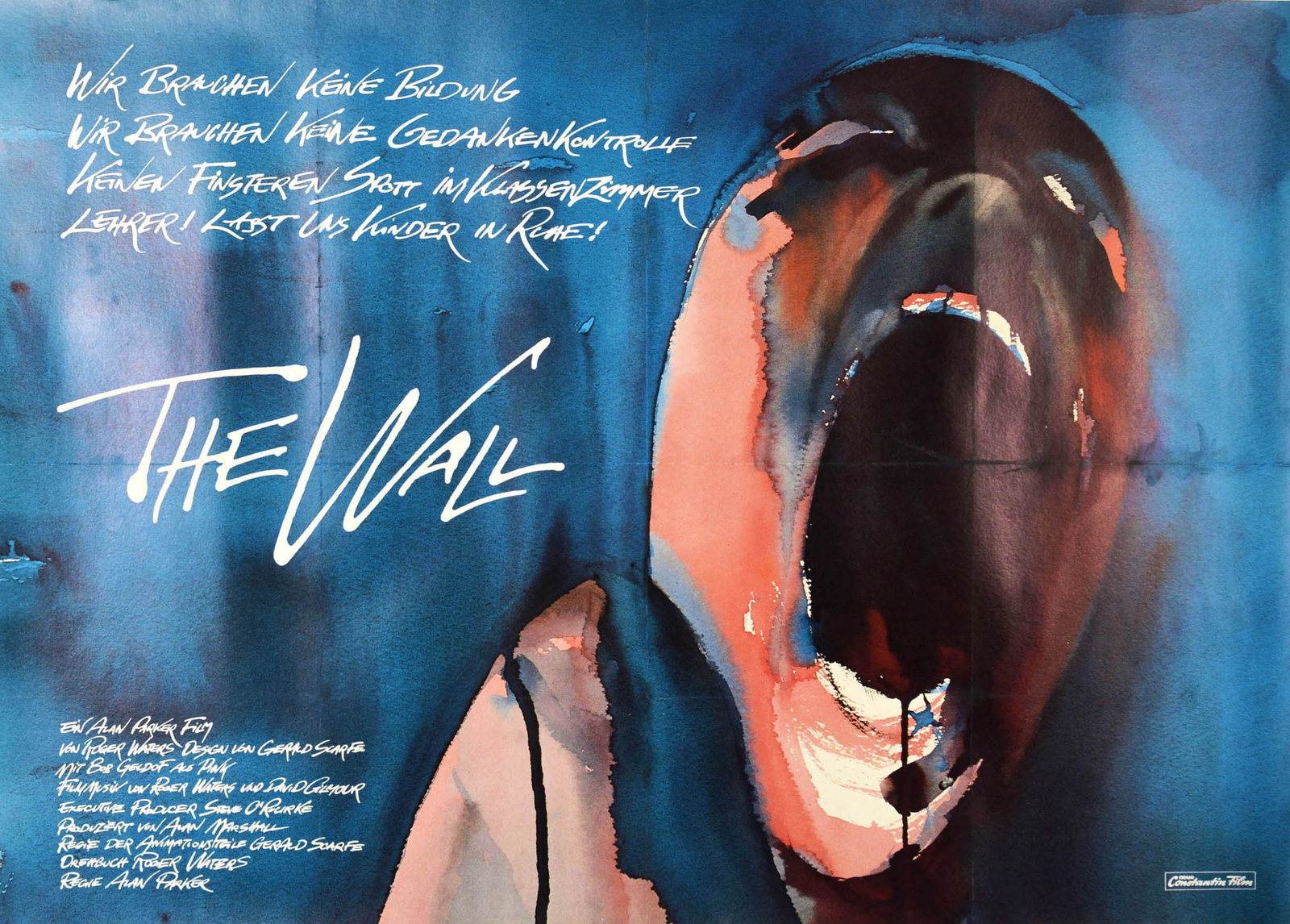 Movie Poster The Wall Pink Floyd Rock Music: Original vintage music film poster for the Pink Floyd psychological drama movie The Wall based on the 1979 Pink Floyd album of the same name starring Bob Geldof as a rocker called Pink, Christine Harg