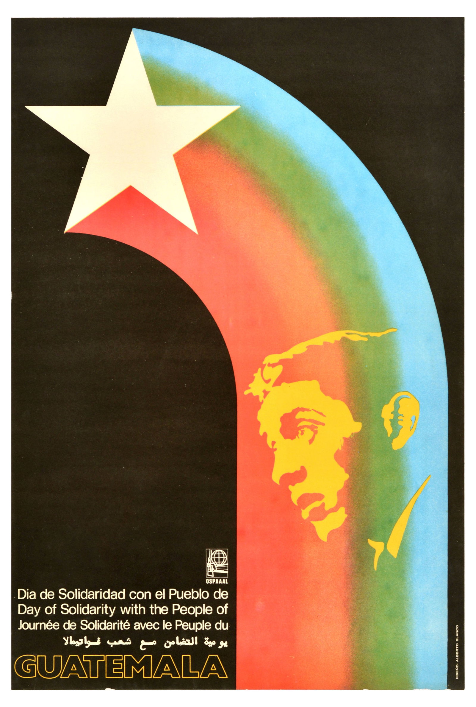 Propaganda Poster Guatemala Alberto Blanco OSPAAAL: Original vintage Cuban propaganda poster Day Of Solidarity With The People Of Guatemala published by the Organisation of Solidarity with the People of Asia Africa and Latin America (OSPAAAL), an organ