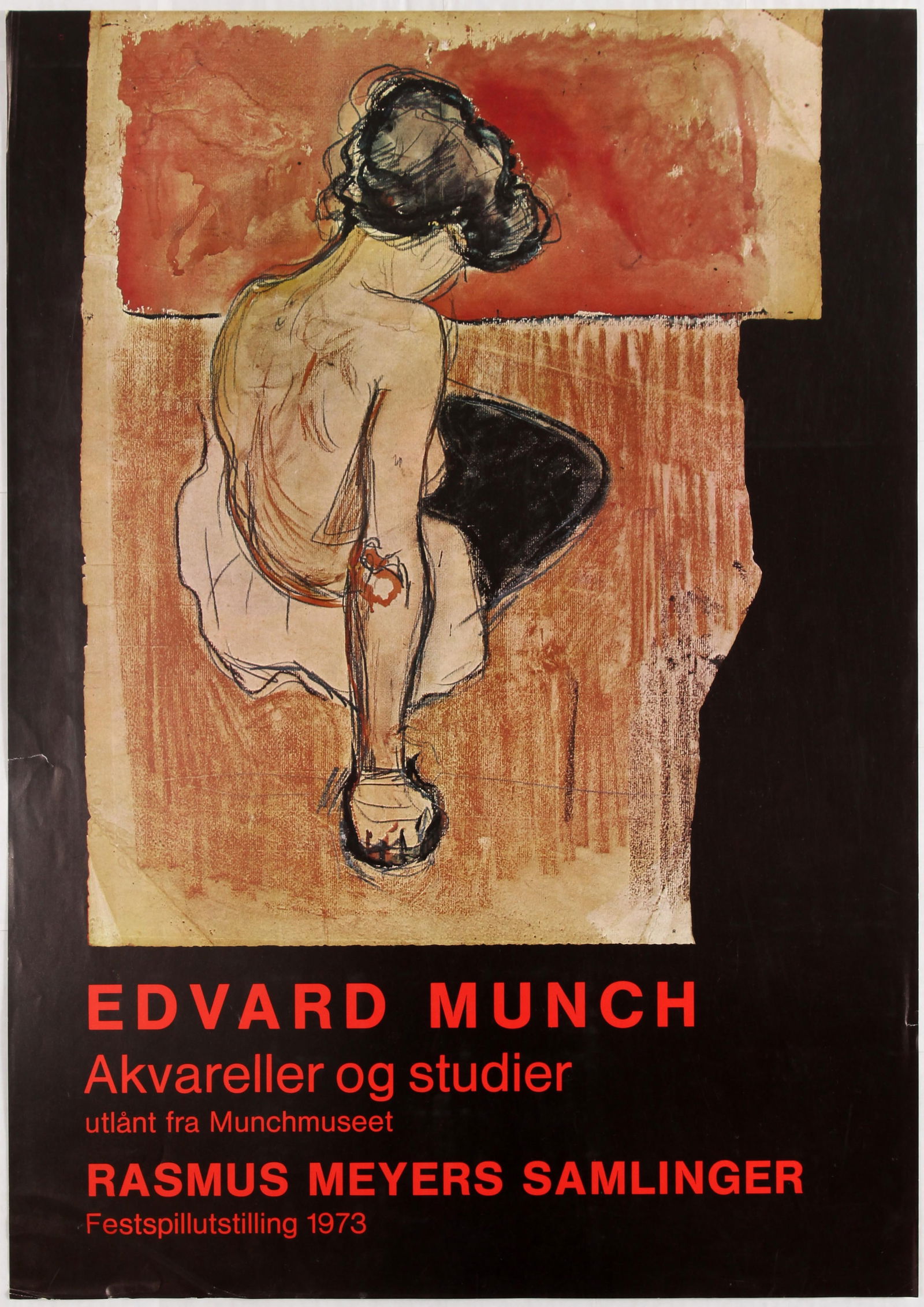 Set Art Exhibition Posters Munch Longhi Charlottenborg Wortelkamp: Group of ten art exhibition posters: 1. Original vintage advertising poster for Edvard Munch Exhibition held in Munch Museum Oslo. Good condition, creases on bottom, tears on margins. Country: Norway.