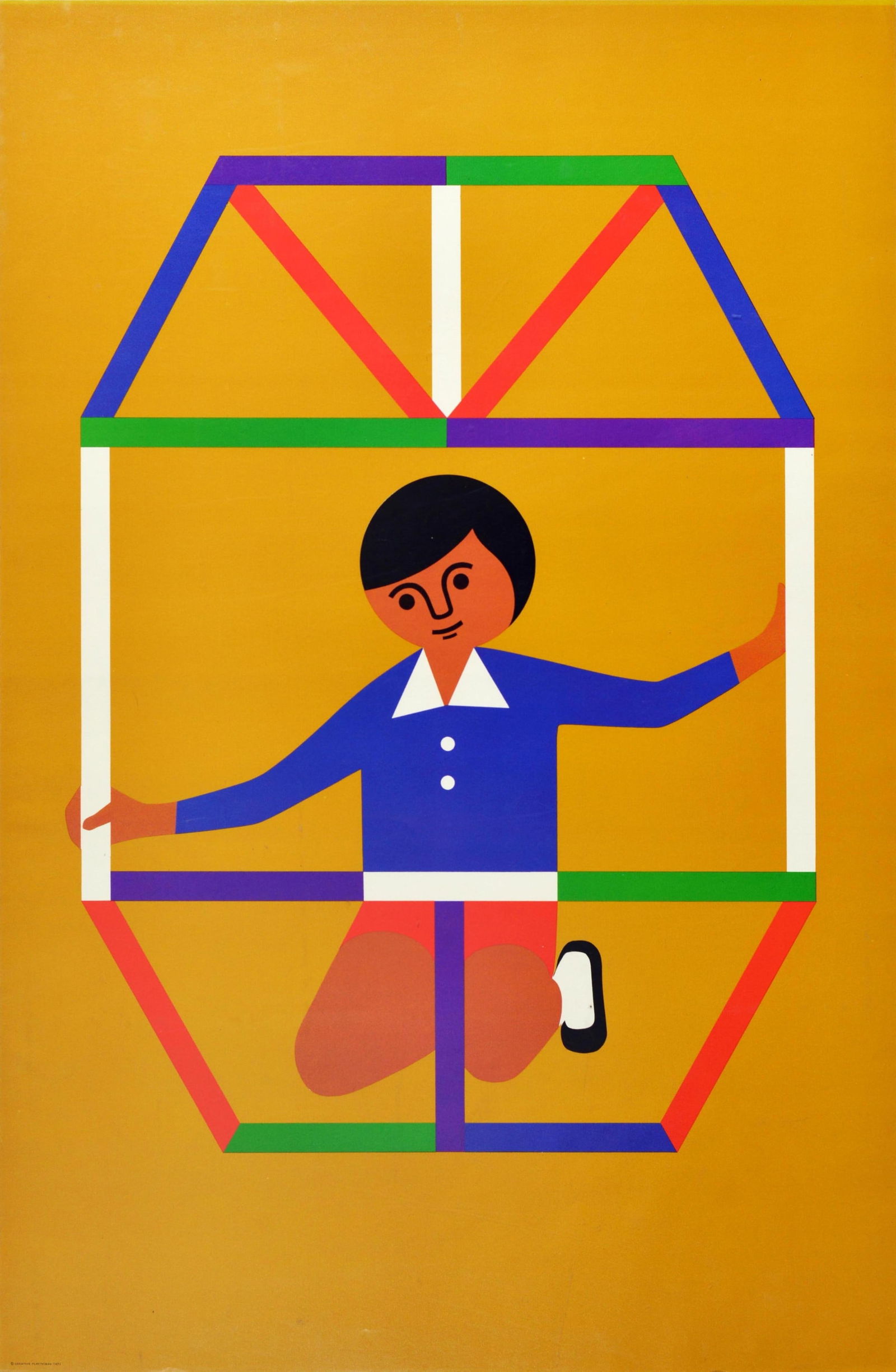 Creative Playthings Poster Poster Fredun Shapur Building Blocks: Original vintage advertising poster for the Creative Playthings educational toy shop in Manhattan New York featuring a fun and colourful graphic design by the South African toymaker and illustrator Fr