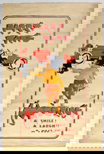 Advertising Poster Harry Tate Comedy Play UK Motoring: Original antique music hall variety performance theatre advertising poster for Harry Tate's (Ronald Hutchison; 1872-1940) highly successful comedy play - Motoring - first introduced in 1902 with the