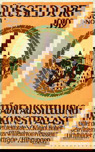 Advertising Poster Dusseldorf Kunstpalast Art Exhibition: Original antique advertising poster for a Dusseldorf City Exhibition at the Palace of Art from July to November 1912 Photos Lectures Guided tours - Dusseldorf Stadte Ausstellung im Kunstpalast unter