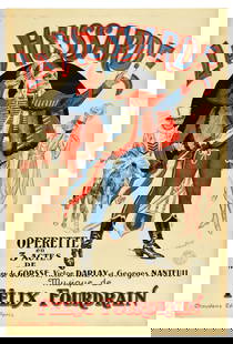 Advertising Poster La Hussarde Hussar Operetta Felix Fourdrain: Original vintage advertising poster for La Hussarde / The Hussar operetta in three acts with Henry de Gorsse, Victor Darlay and Georges Nanteuil and music by Felix Fourdrain, the poster features an