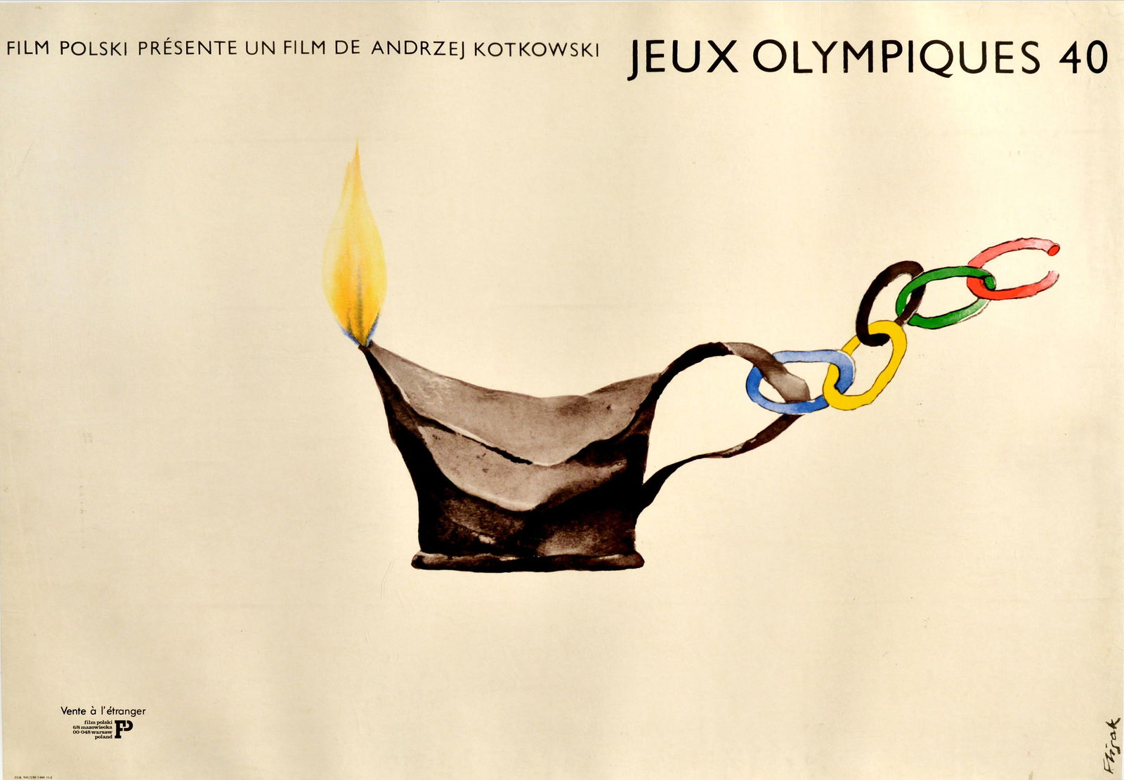 Movie Poster Jeux Olympiques 40 WWII POW Olympics 40: Original vintage film poster for a war drama directed by Andrzej Kotkowski - Jeux Olympiques 40 / Olimpiada 40 - set in a German Prisoner of War camp during World War Two starring Mariusz Benoit, Jerz