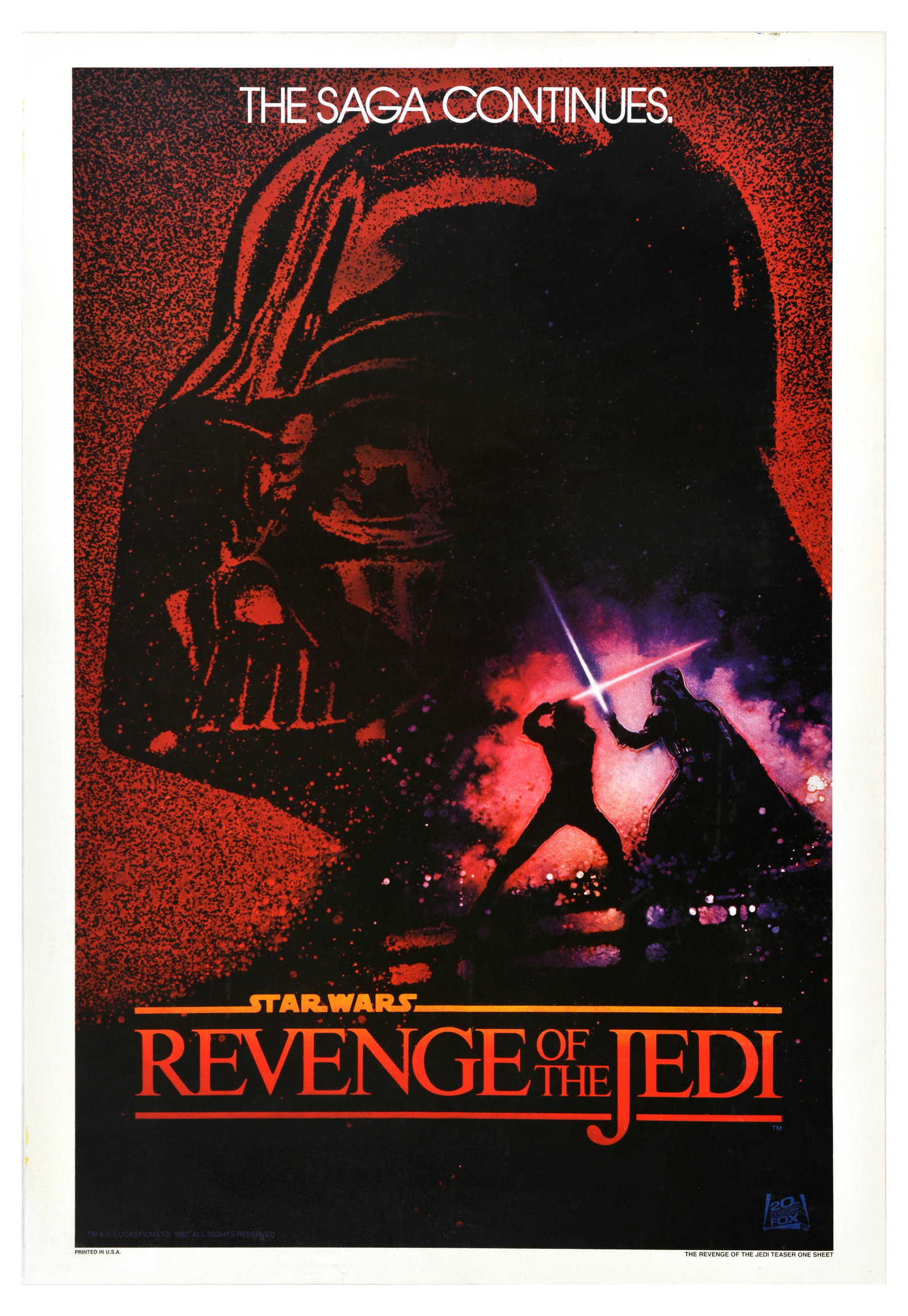 Movie Poster Revenge of the Jedi Star Wars Return Advance: Set of 3 bootleg reproductions of advance movie poster for the classic film by George Lucas - Star Wars Return of the Jedi / Revenge of the Jedi - directed by Richard Marquand and starring Mark Hamill
