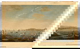 Engraving Dardanelles Gallipoli Strait Istanbul Turkey: Original antique hand coloured copper engraving Vue Des Dardanelles / view of the Dardanelles featuring an engraving by Schroeder and a drawing by an artist and voyager, Antoine Ignace Melling (1763-1