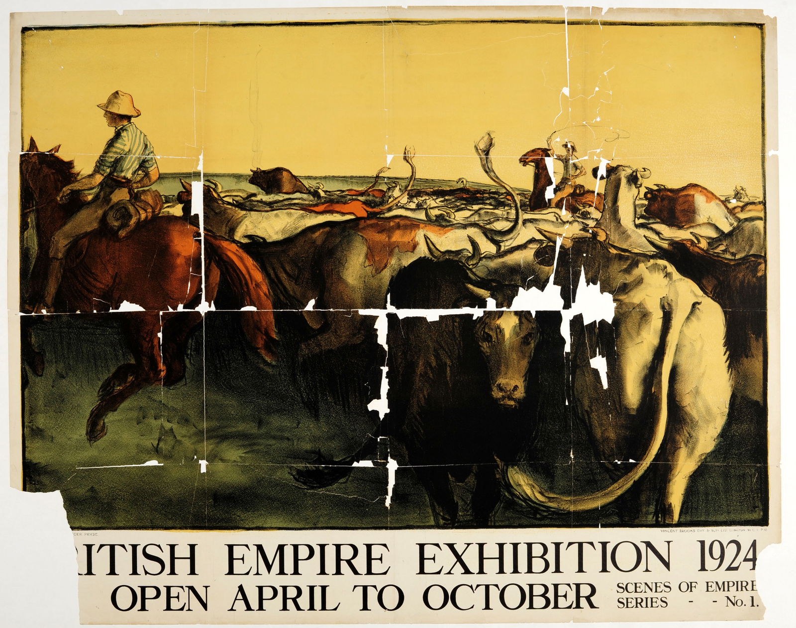 Advertising Poster British Empire Exhibition 1924 Colonial Expo: Advertising Poster British Empire Exhibition 1924 Colonial Expo. Original antique advertising poster for the British Empire Exhibition 1924 featuring Scenes of Empire Series No. 1, image depicting a