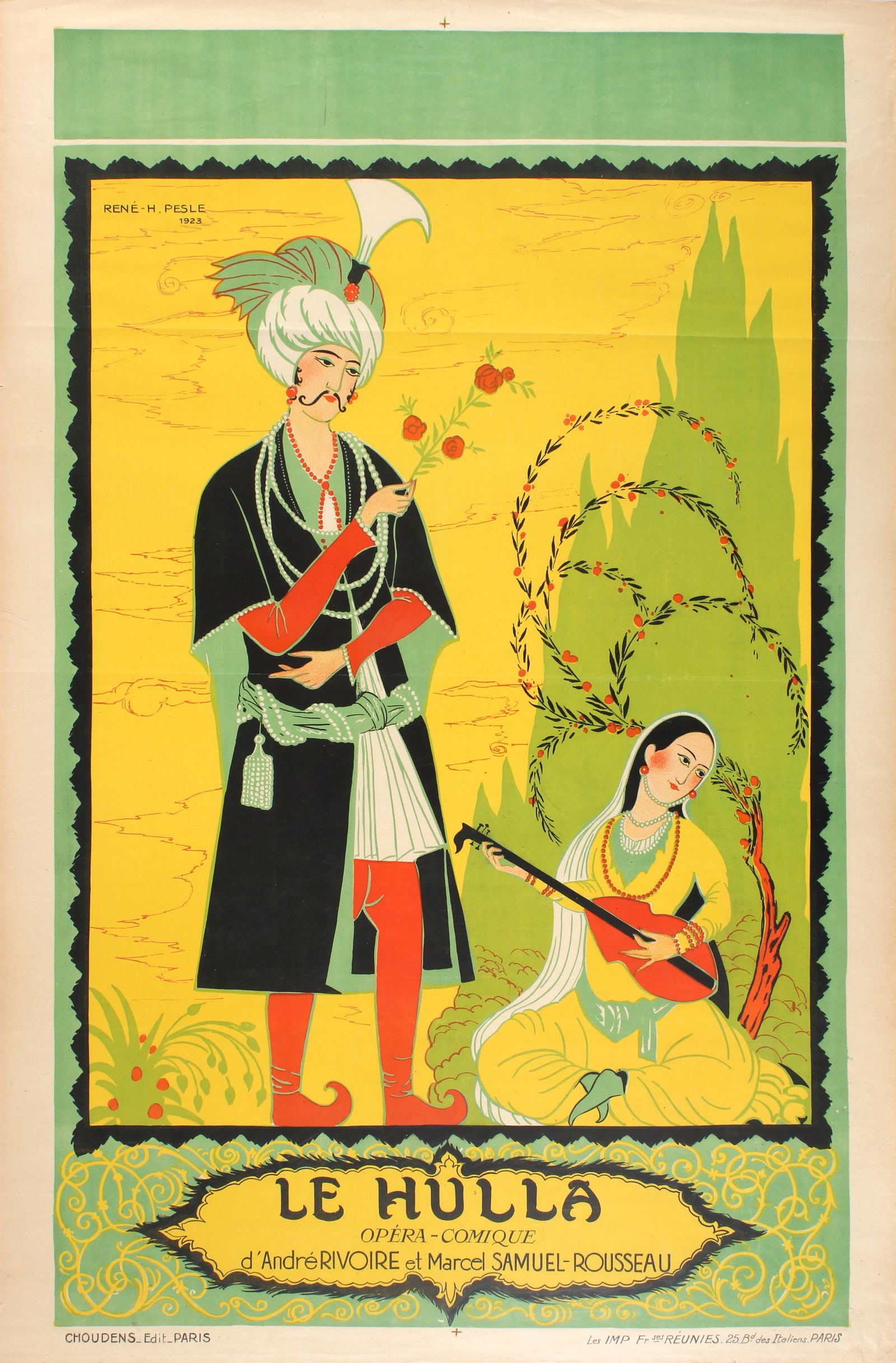 Advertising Poster Le Hulla Opera Middle East Andre Rivoire Marcel Samuel Rousseau (1 of 1)