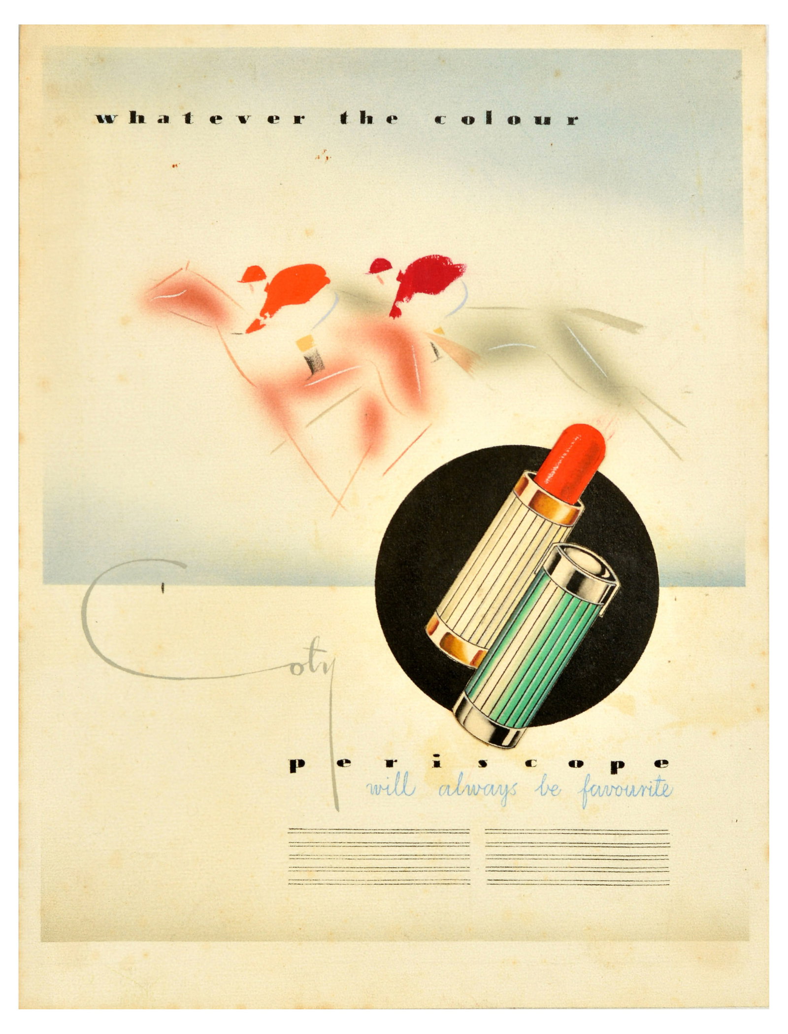 Art Deco Drawing Design Coty Periscope Lipstick Horse Racing (1 of 1)