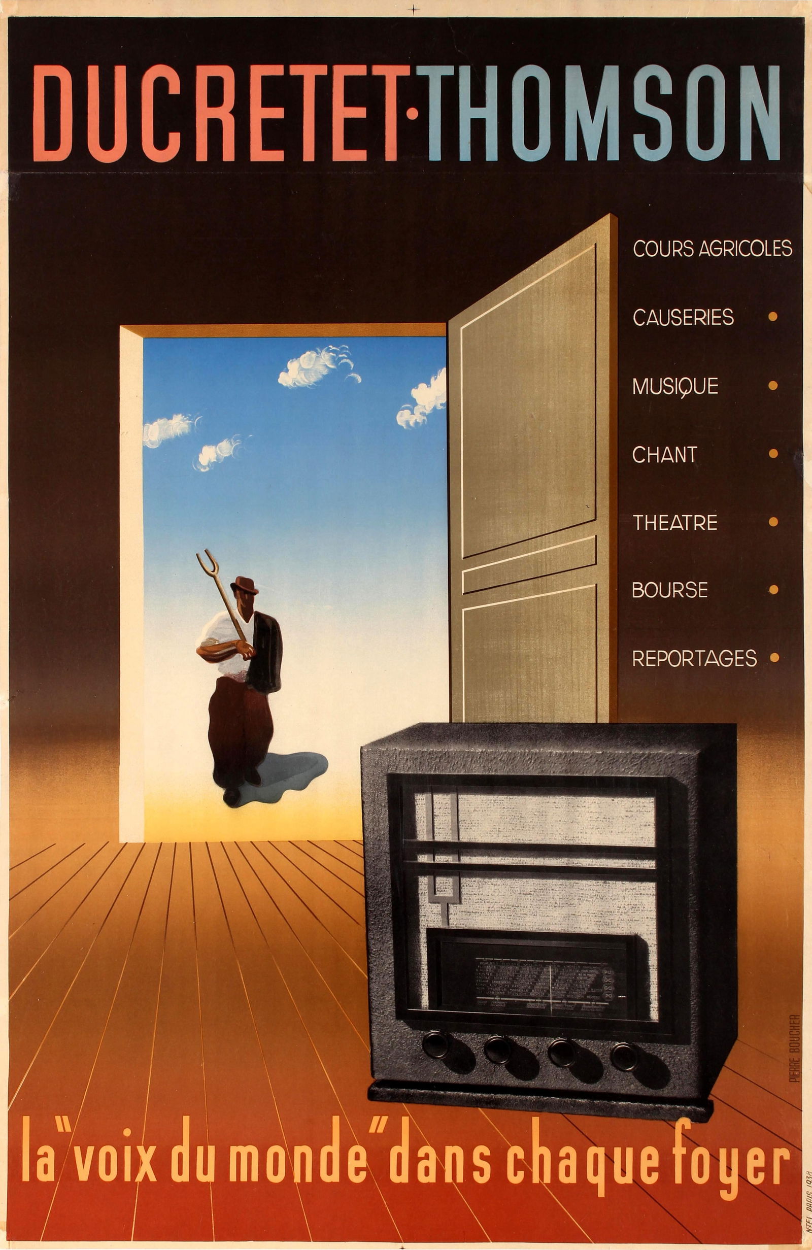 Art Deco Poster Ducretet Thomson Radio World Voice Boucher (1 of 1)
