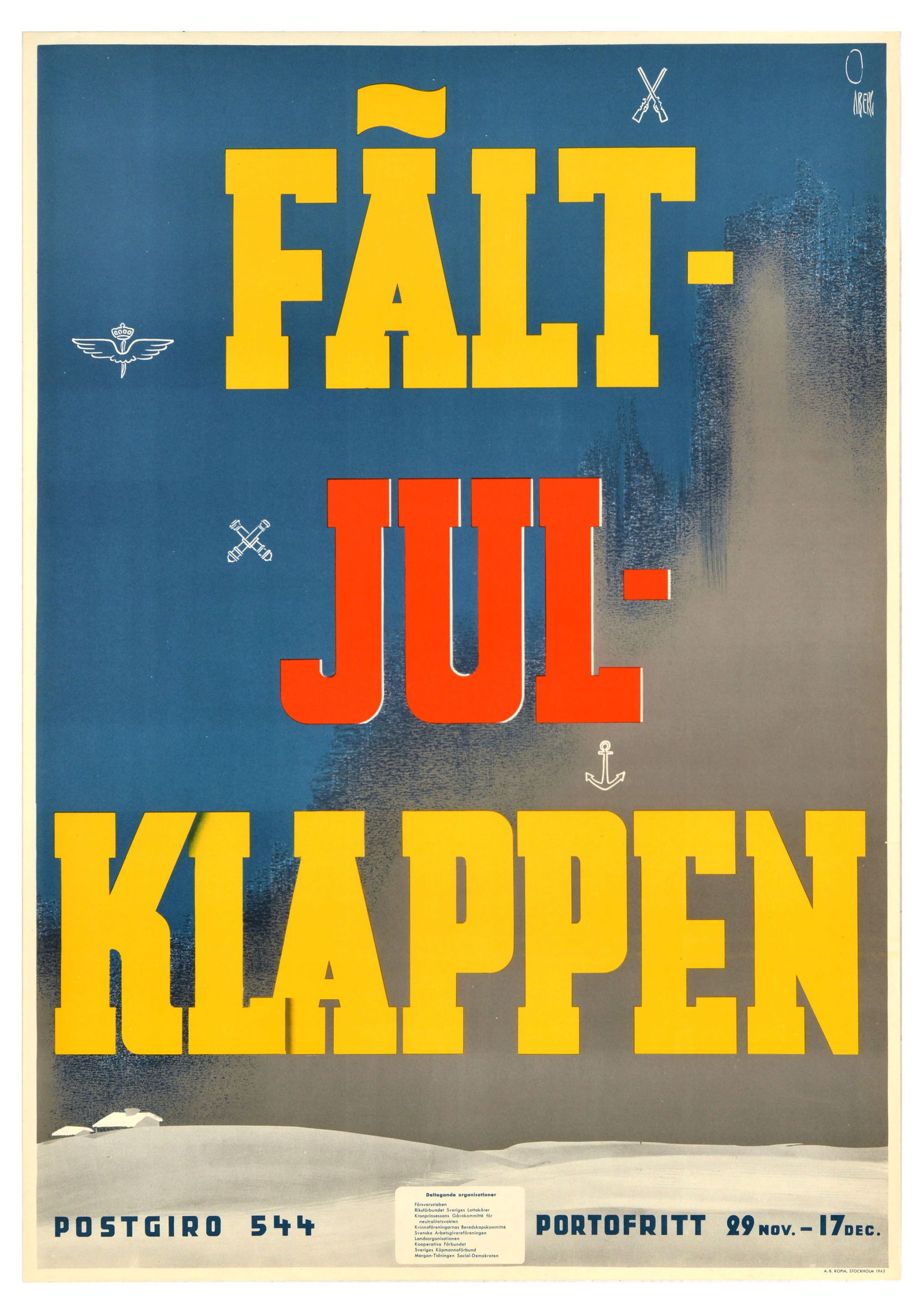 Advertising Poster Field Christmas Gift Falt Jul Klappen WWII (1 of 1)