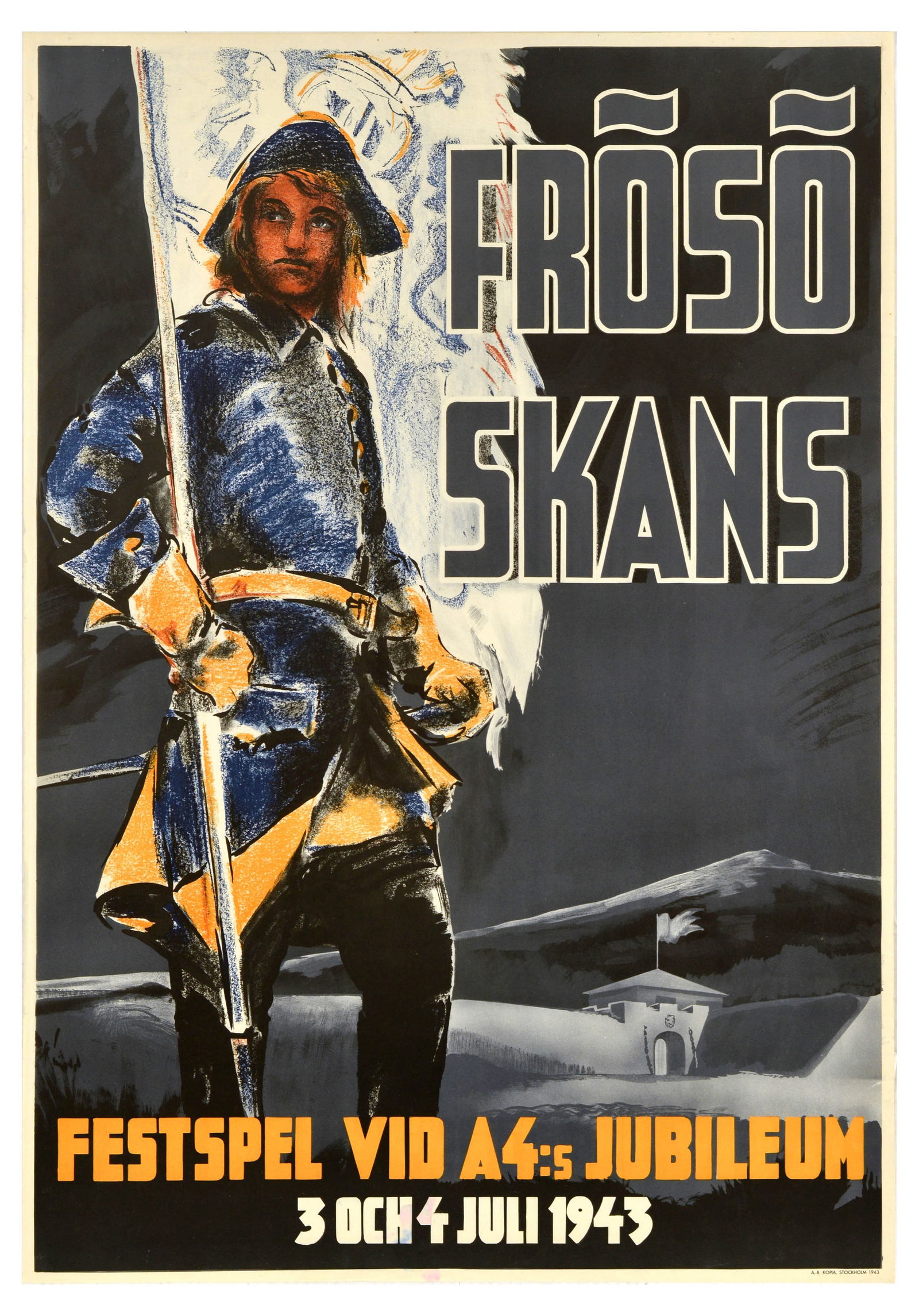 Advertising Poster Swedish Army Froso Skans Festival WWII (1 of 1)