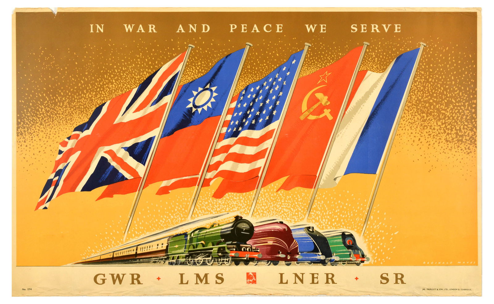 Railway Poster WWII In War And Peace We Serve GWR LMS LNER SR (1 of 1)