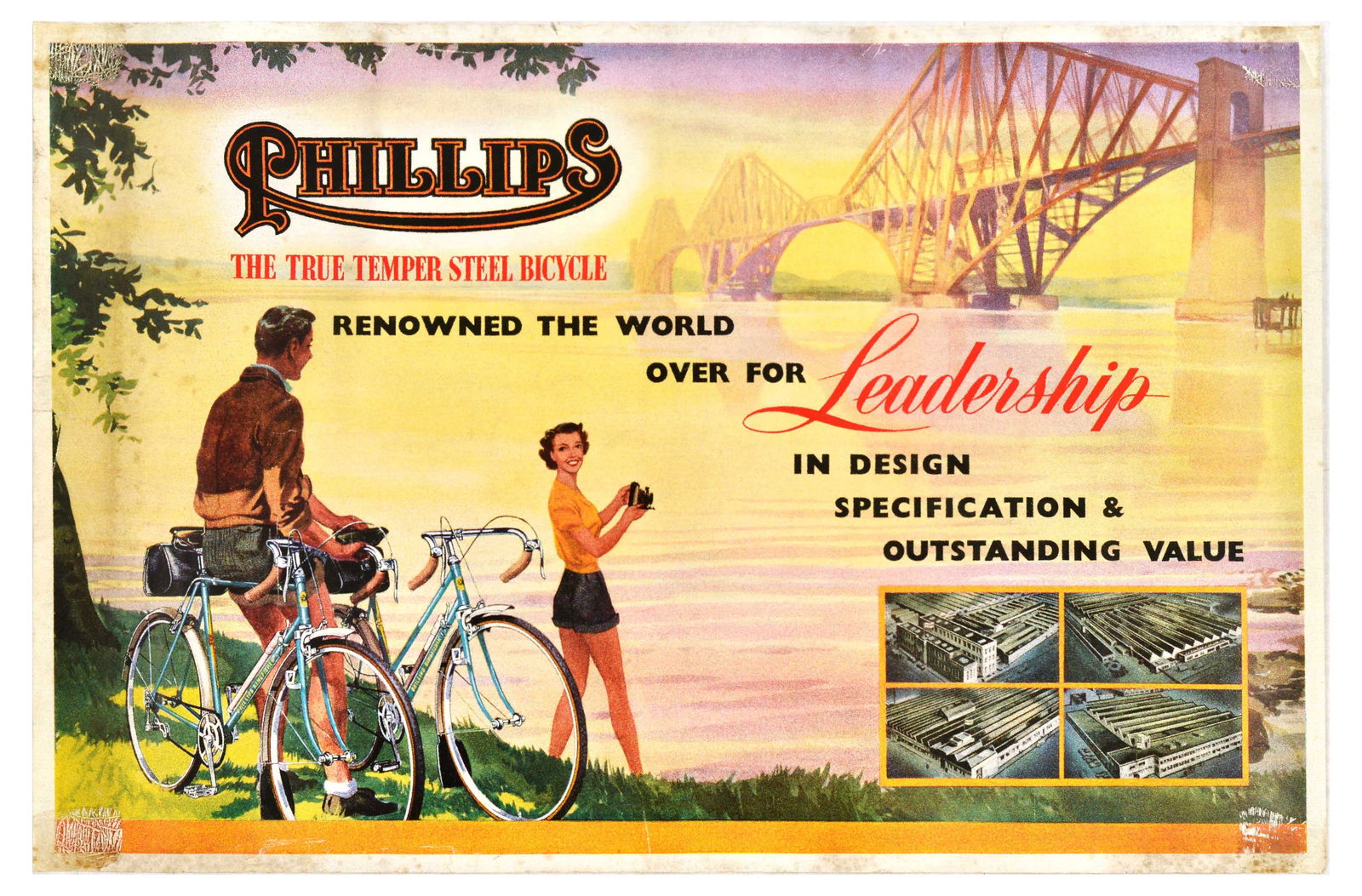 Advertising Poster Phillips Bicycle True Temper Steel Leadership (1 of 1)