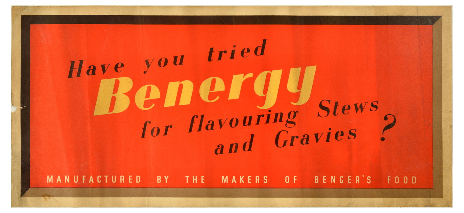 Advertising Poster Benergy Flavouring Stews Gravies Bengers Food (1 of 1)
