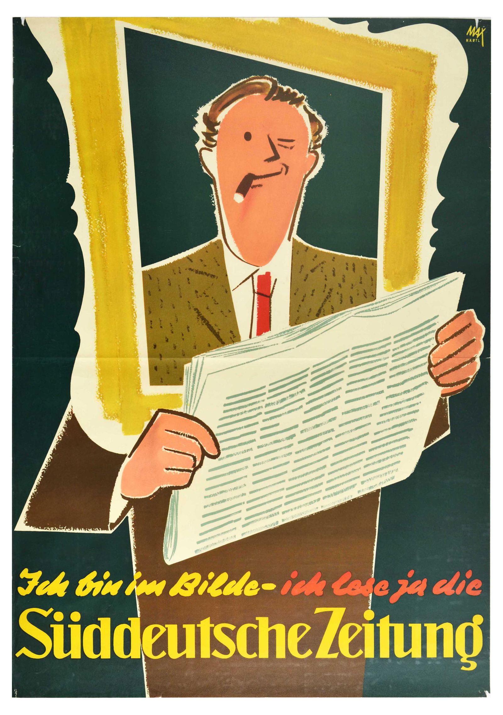 Advertising Poster Suddeutsche Zeitung Newspaper Cigar (1 of 1)