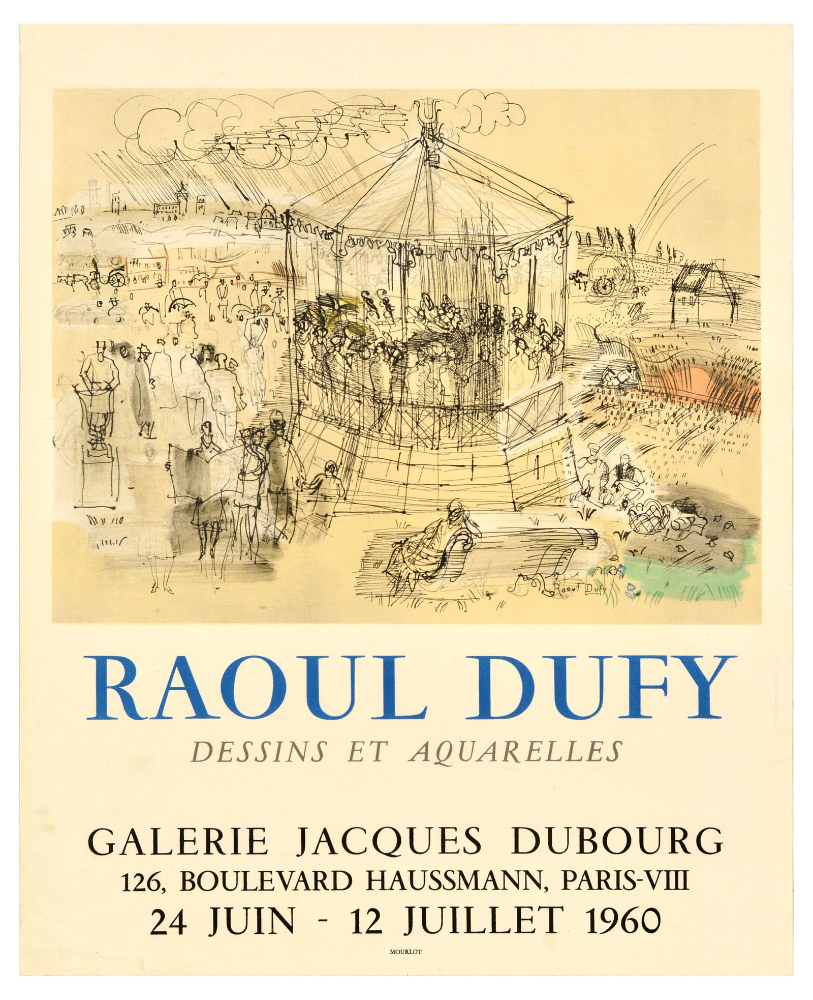 Advertising Poster Raoul Dufy Drawings Watercolours Mourlot Galerie Jacques Dubourg (1 of 1)