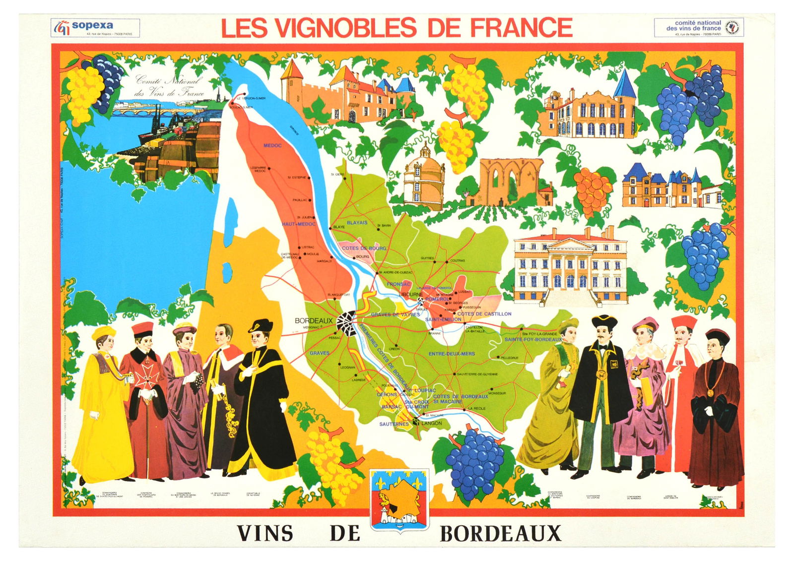 Advertising Poster Vineyards Of Bordeaux France Wine Map (1 of 1)