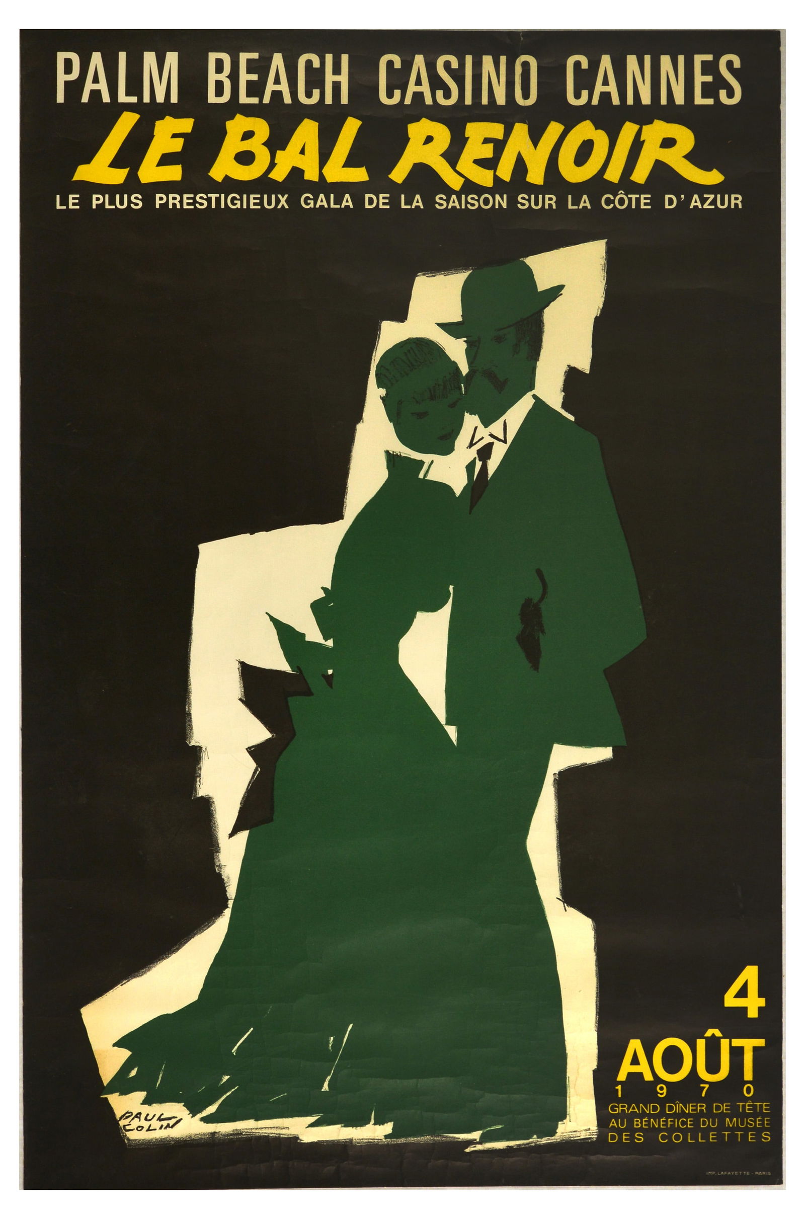Advertising Poster Le Bal Renoir Palm Beach Casino Cannes Paul Colin: Advertising Poster Le Bal Renoir Palm Beach Casino Cannes Paul Colin. Original vintage advertising poster for Le Bal Renoir at Palm Beach Casino Cannes - le plus prestigieux gala de la saison sur la