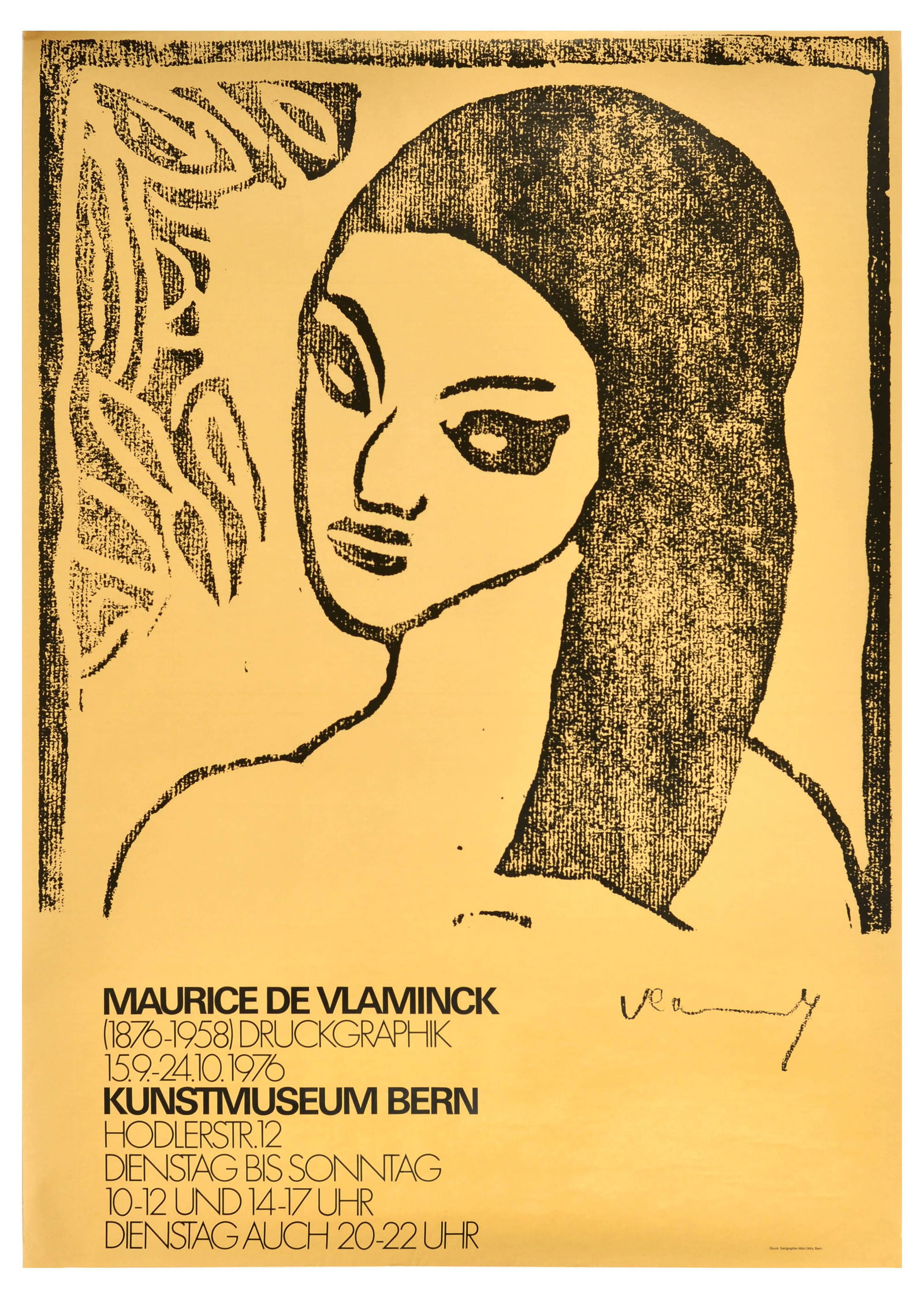 Art Exhibition Poster Maurice De Vlaminck Bern Museum: Advertising Poster Maurice De Vlaminck Bern Art Museum Exhibition. Original vintage advertising poster for Maurice de Vlaminck (1876-1958) print exhibition at the Bern Art Museum from 15 September to
