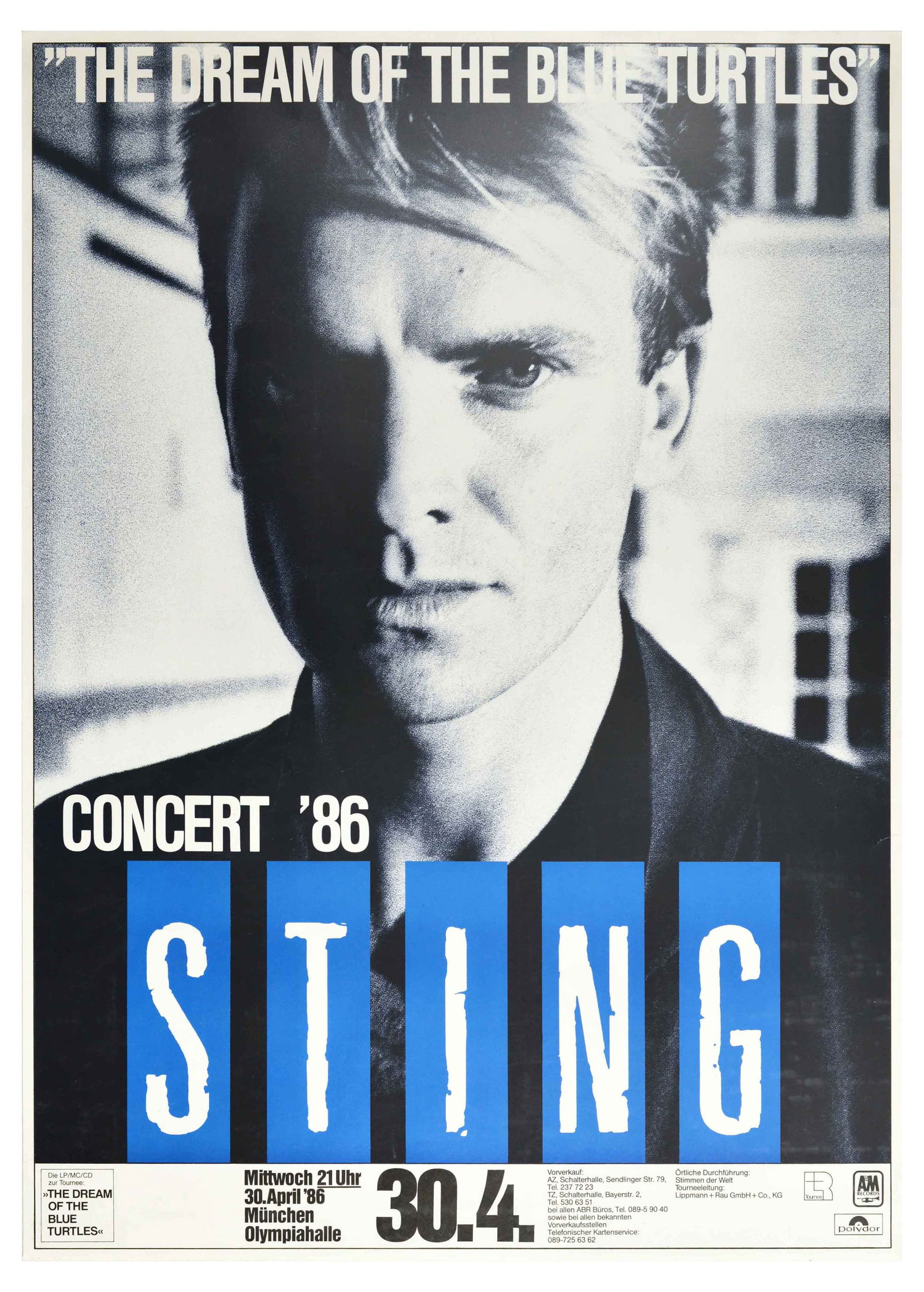 Music Concert Poster Sting Munich Dream Of The Blue Turtles (1 of 1)