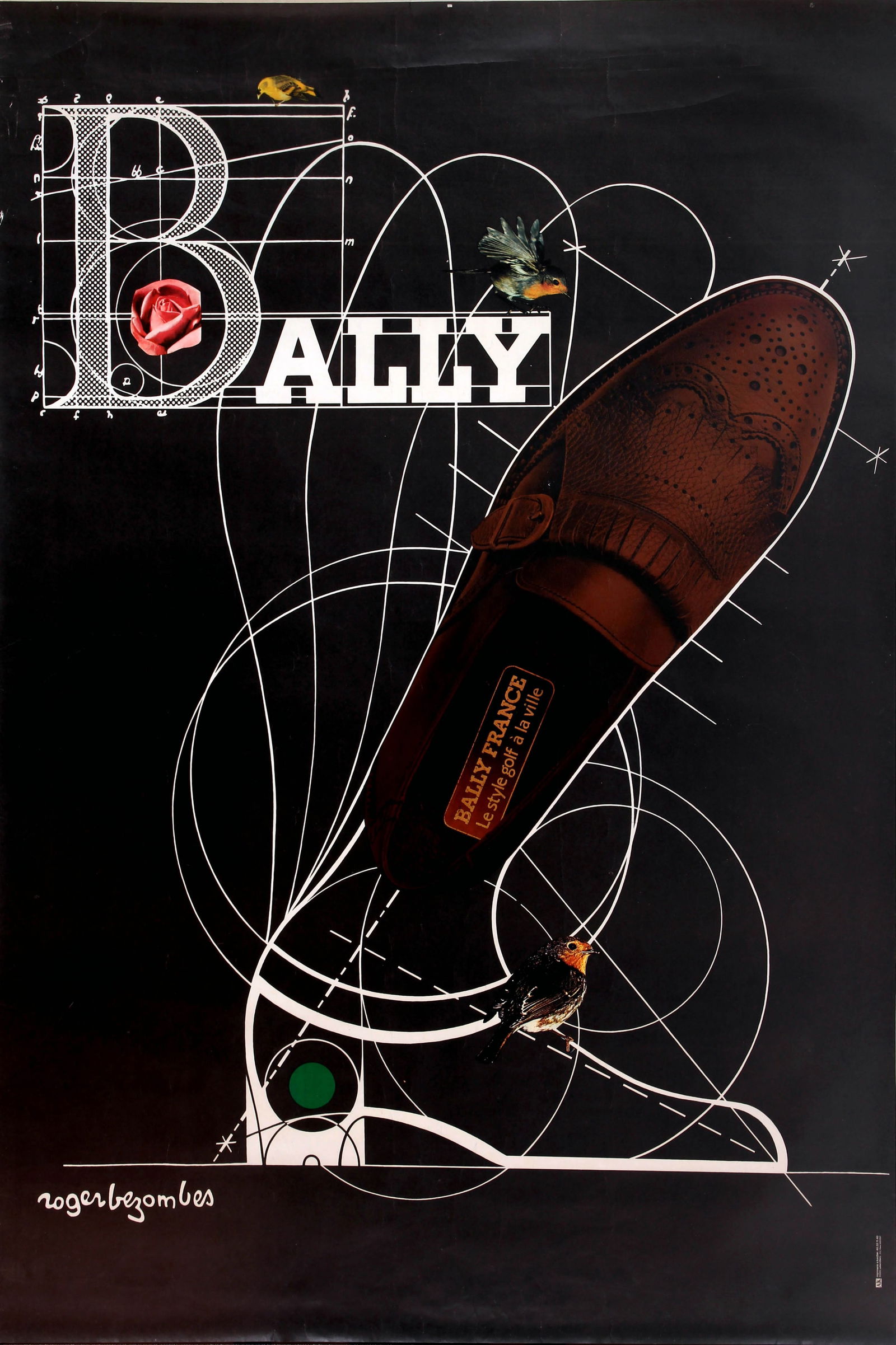 Advertising Poster Bally Shoes Golf Roger Bezombes: Advertising Poster Bally Shoes Golf Roger Bezombes. Large original vintage advertising poster by the French painter and poster designer Roger Bezombes (1913-1994) for the French shoe manufacturer Ball
