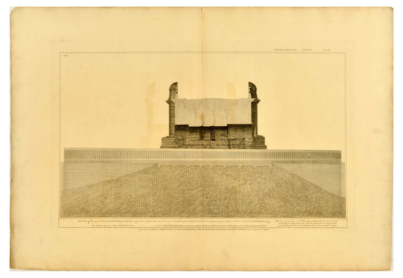 Antique Architectural Print Set London Bridge Designs Parliament (1 of 4)