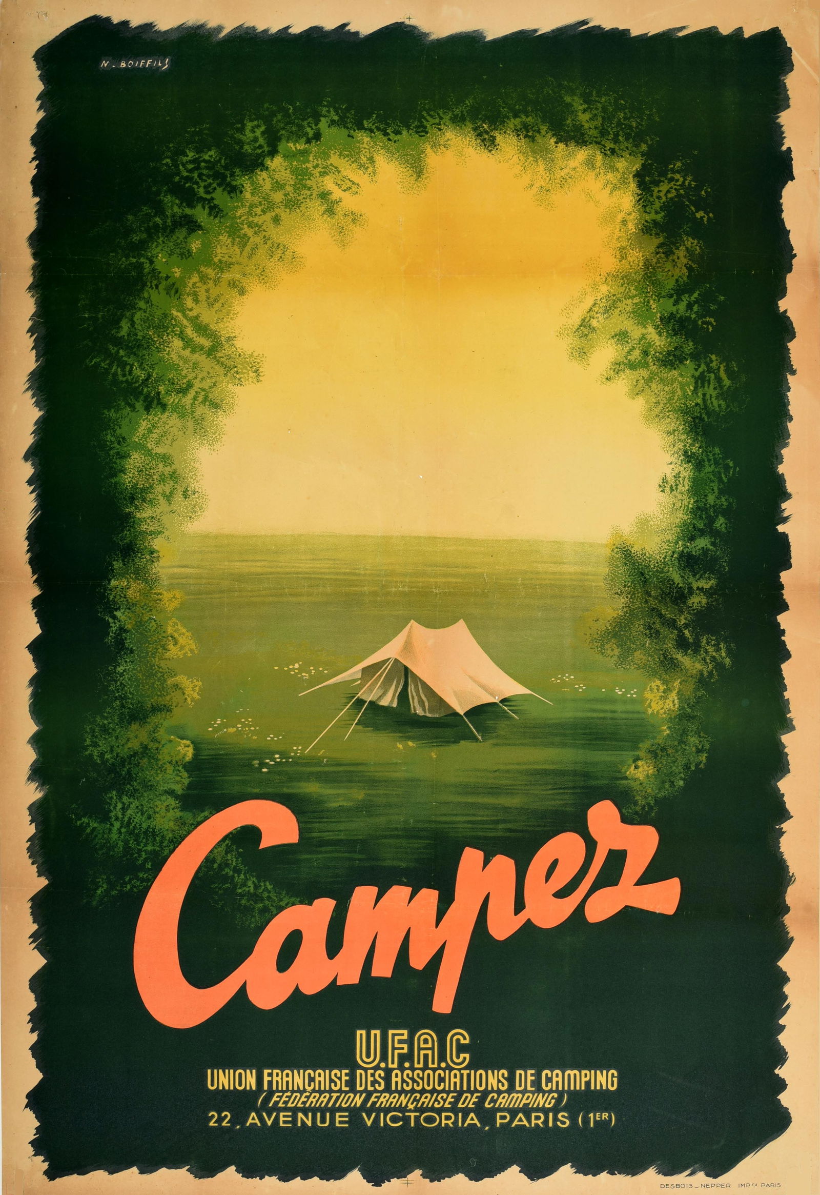 Travel Poster Camping Tent Campez France UFAC (1 of 1)