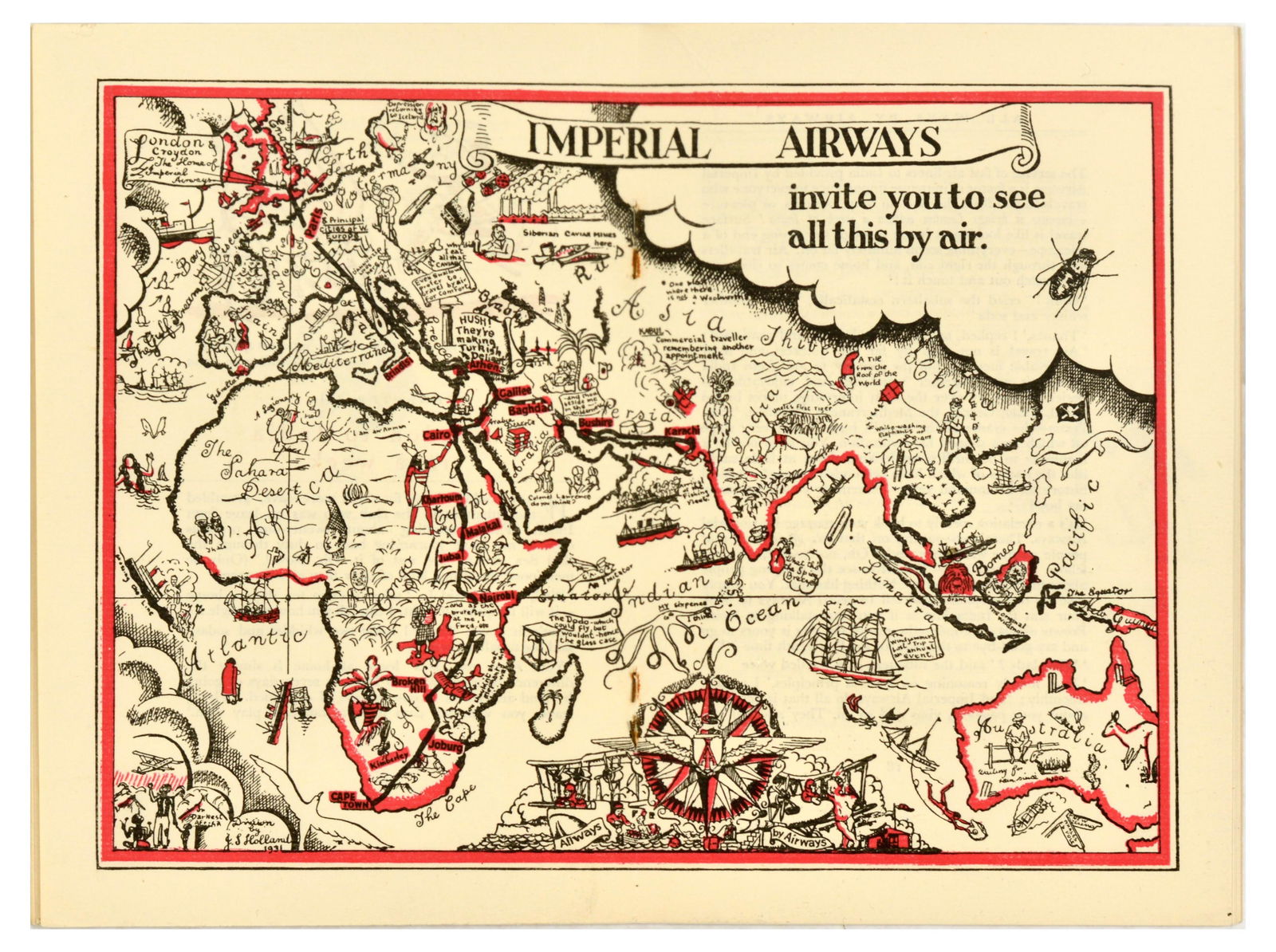 Travel Brochure Imperial Airways Illustrated Route Map (1 of 5)