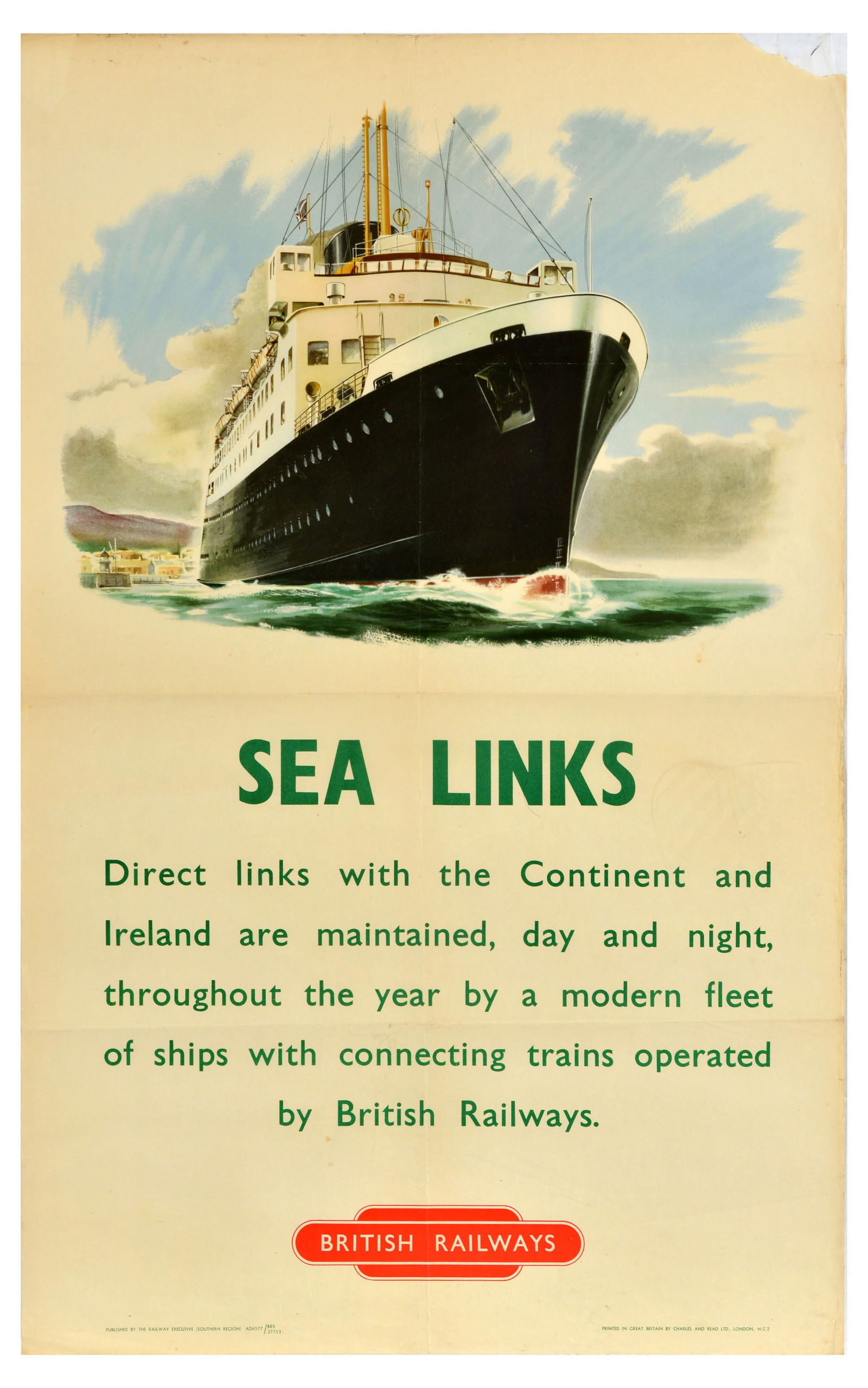 Travel Poster British Railways Sea Links (1 of 1)