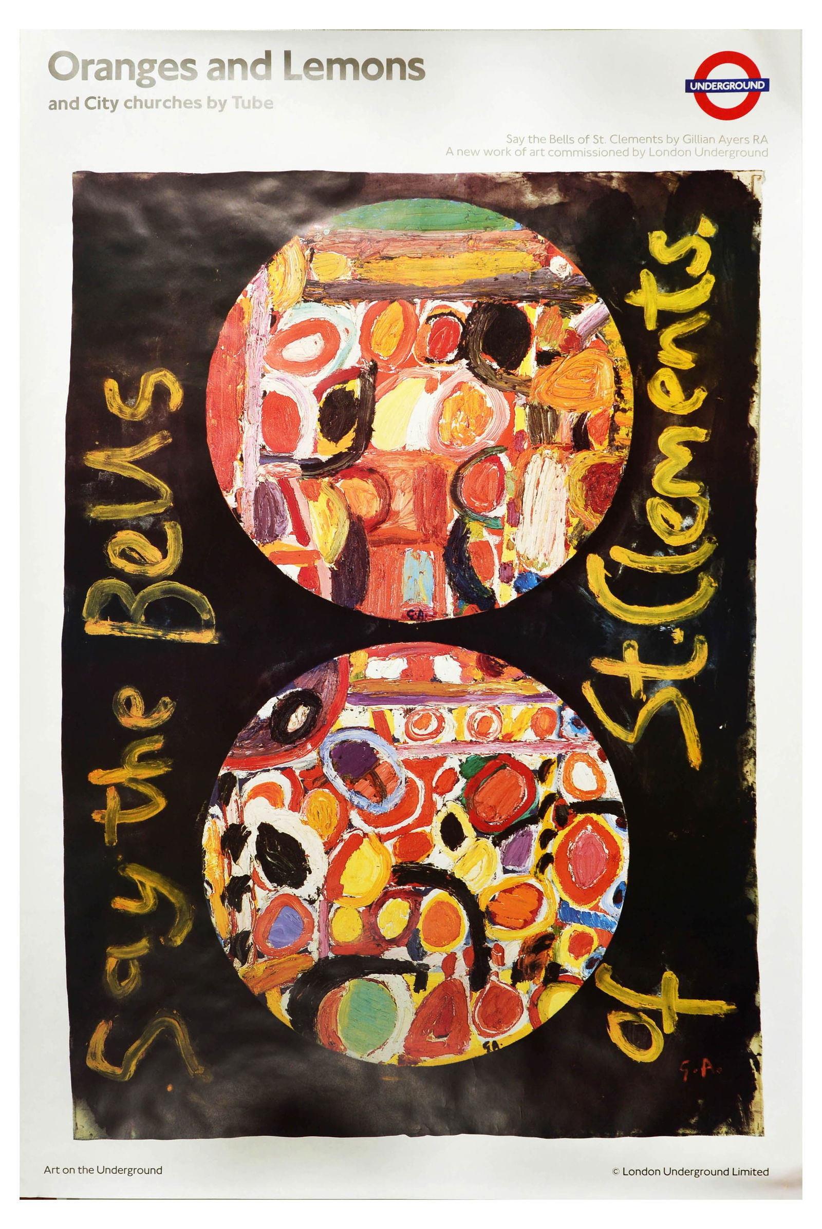 London Underground Poster City St Clements Oranges and Lemons Gillian Ayres (1 of 1)