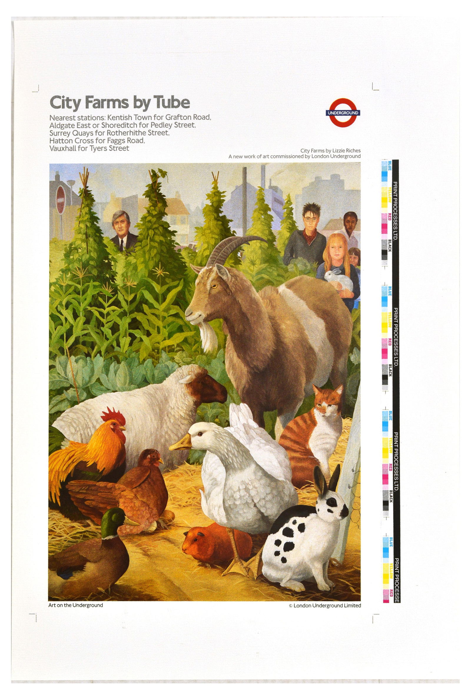 London Underground Poster LT City Farms By Tube Lizzie Riches (1 of 1)