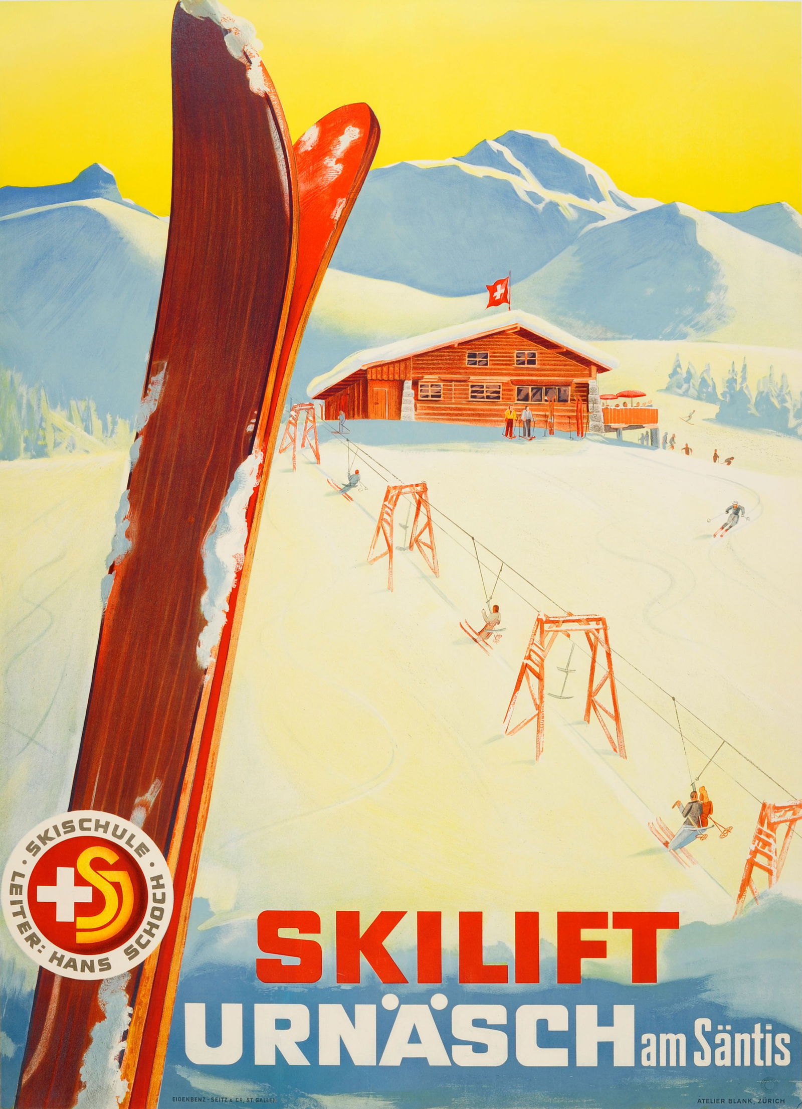 Ski Poster Skilift Urnash Switzerland Skiing (1 of 1)
