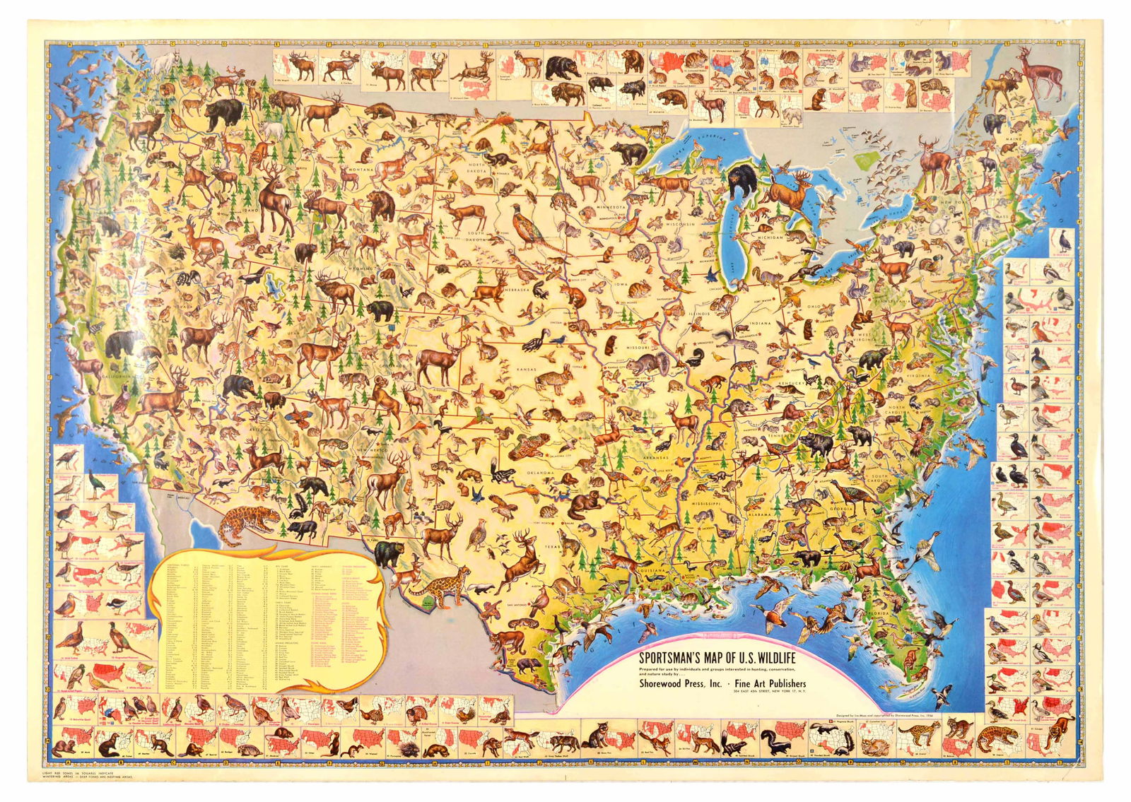 Sport Poster Illustrated Map USA Wildlife Hunting (1 of 1)