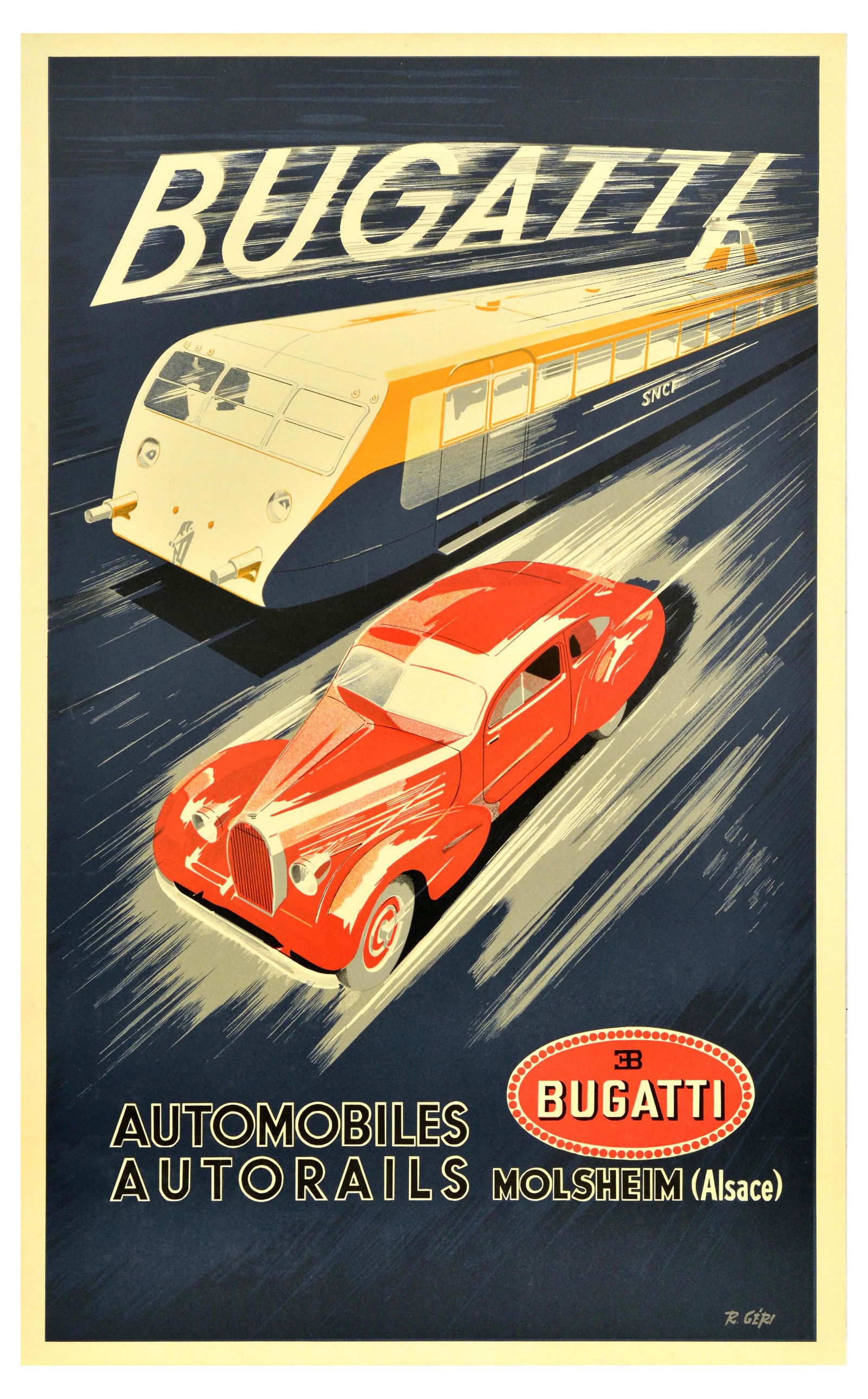 Sport Poster Bugatti Art Deco Automobiles Autorails SNCF Type 57 (1 of 1)