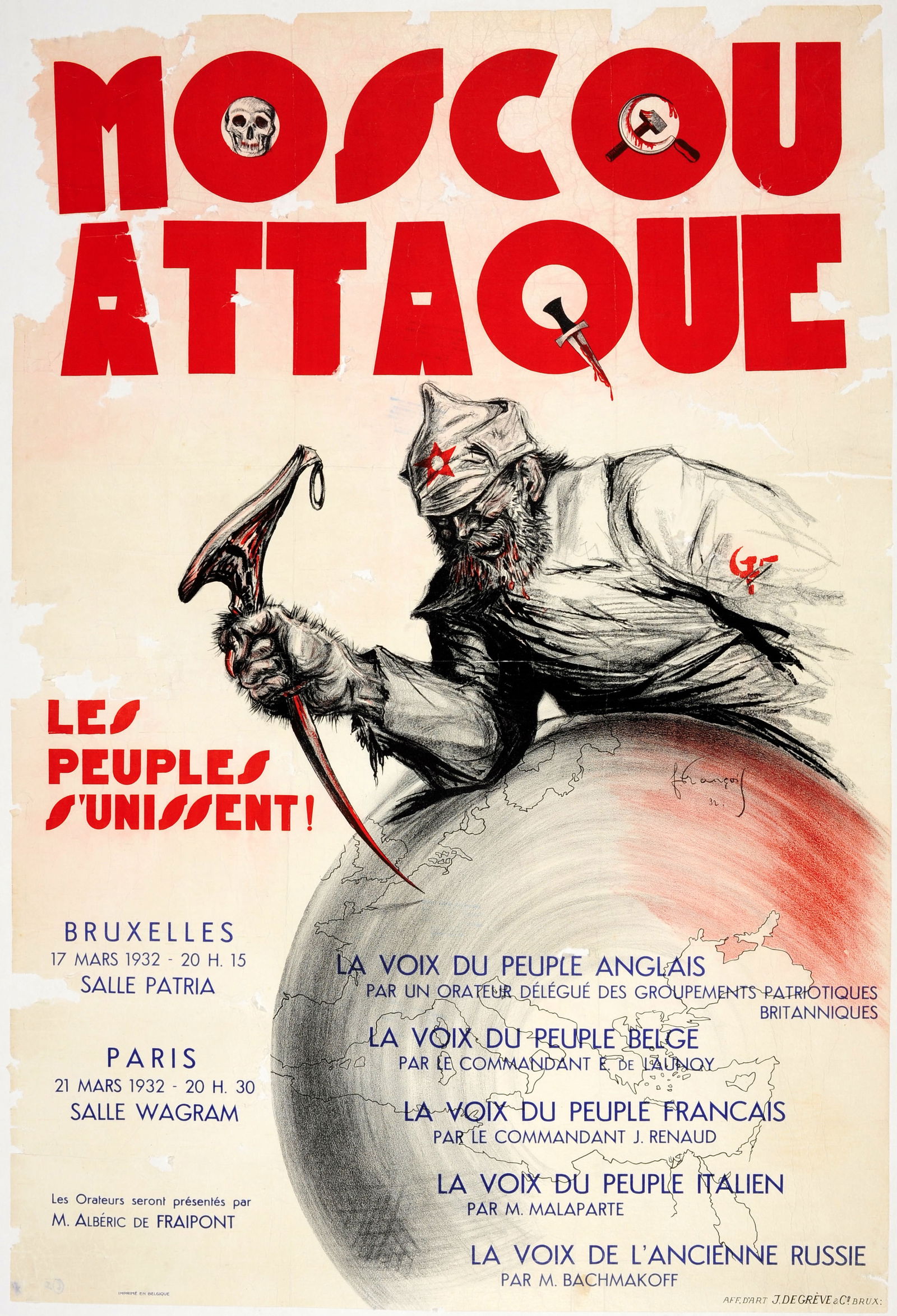 Propaganda Poster Moscow Attacks Attaque Anti Soviet Bolshevik Talks (1 of 1)