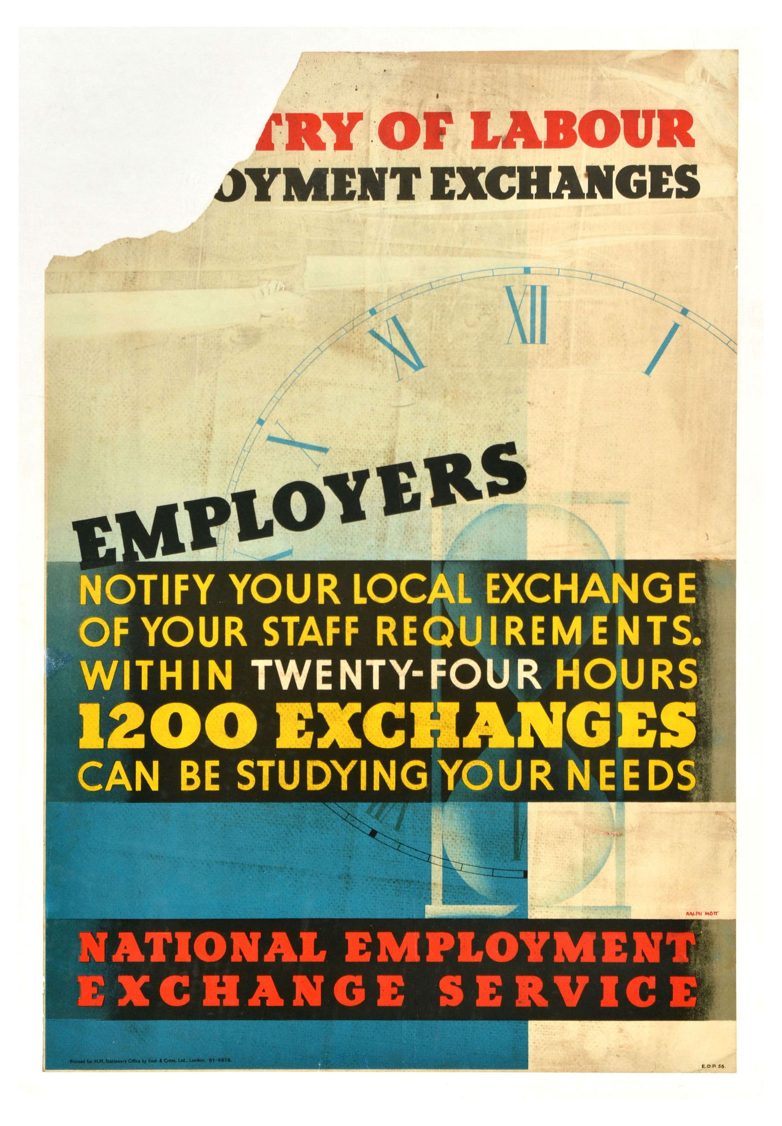 Propaganda Poster Ministry of Labour Party Employment Exchanges Ralph Mott (1 of 1)