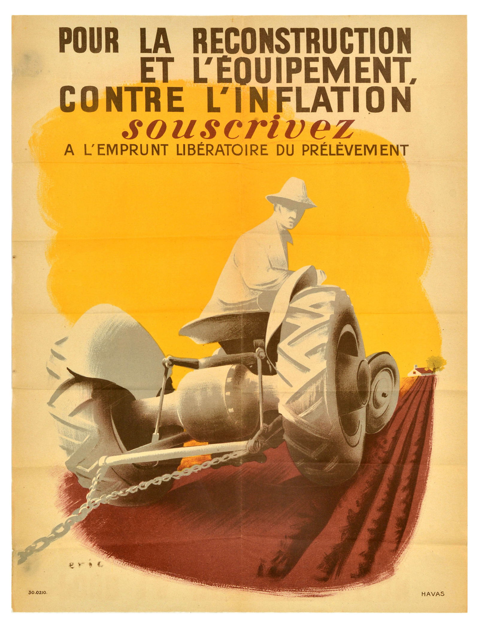 Propaganda Poster France Post WWII Loan Reconstruction Agriculture (1 of 1)