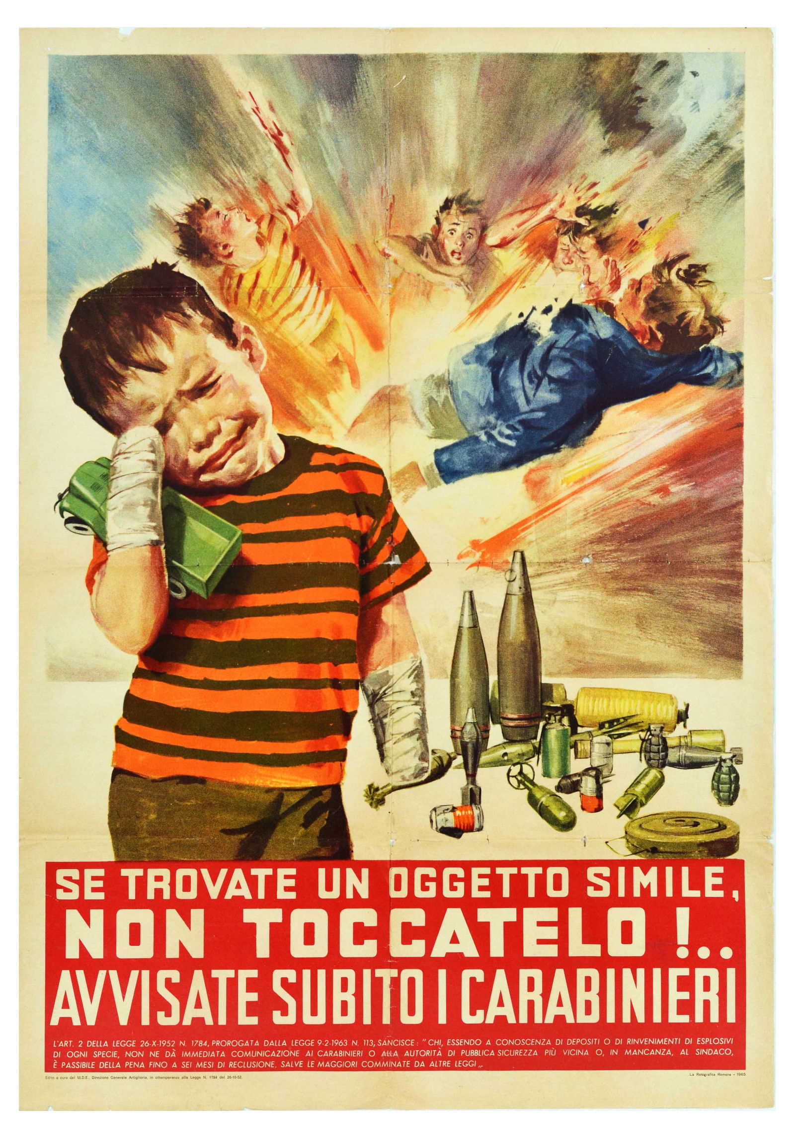 Propaganda Poster WWII Explosive Land Mine Grenade Carabinieri (1 of 1)