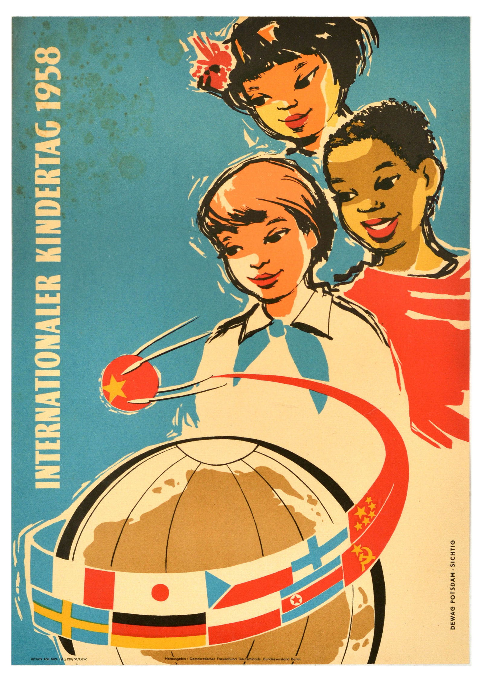 Propaganda Poster Sputnik Space USSR China Children DDR East Germany (1 of 1)