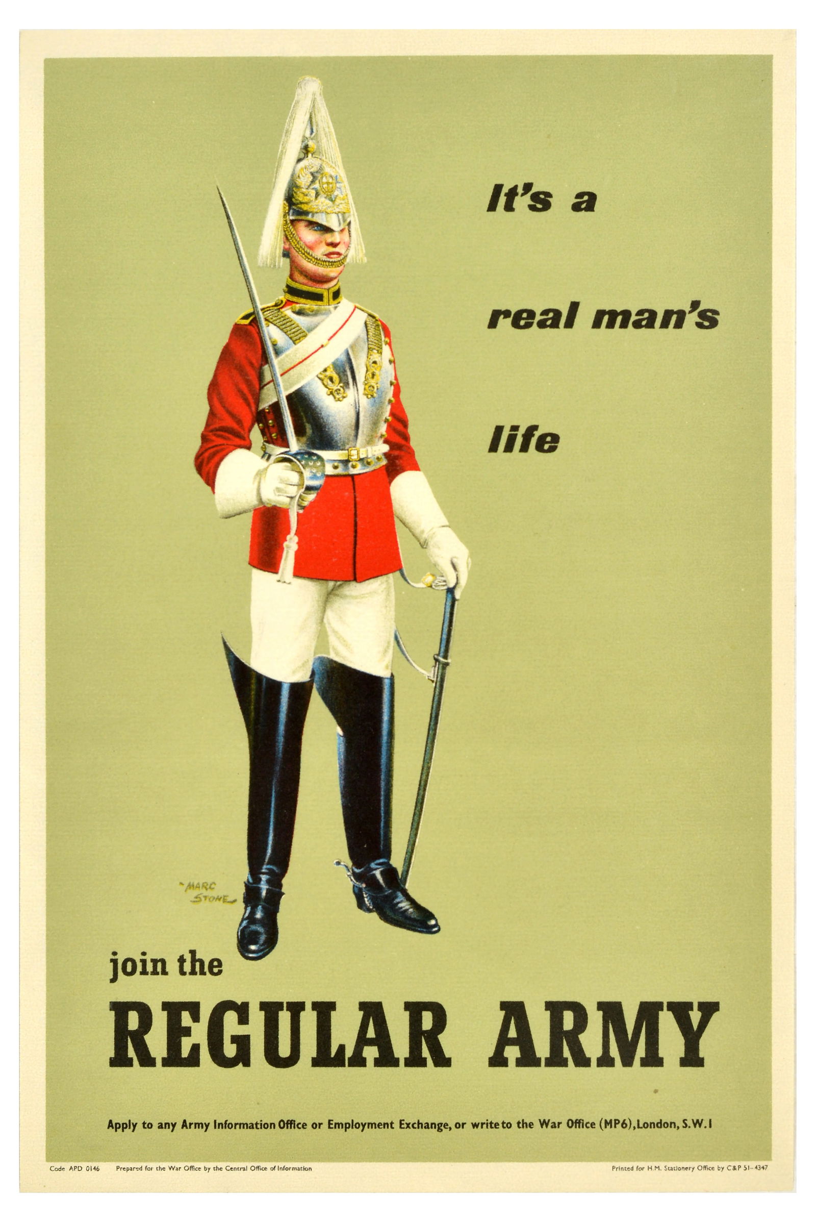 Propaganda Poster Life Guards Recruitment Regular Army Real Mans Life (1 of 1)