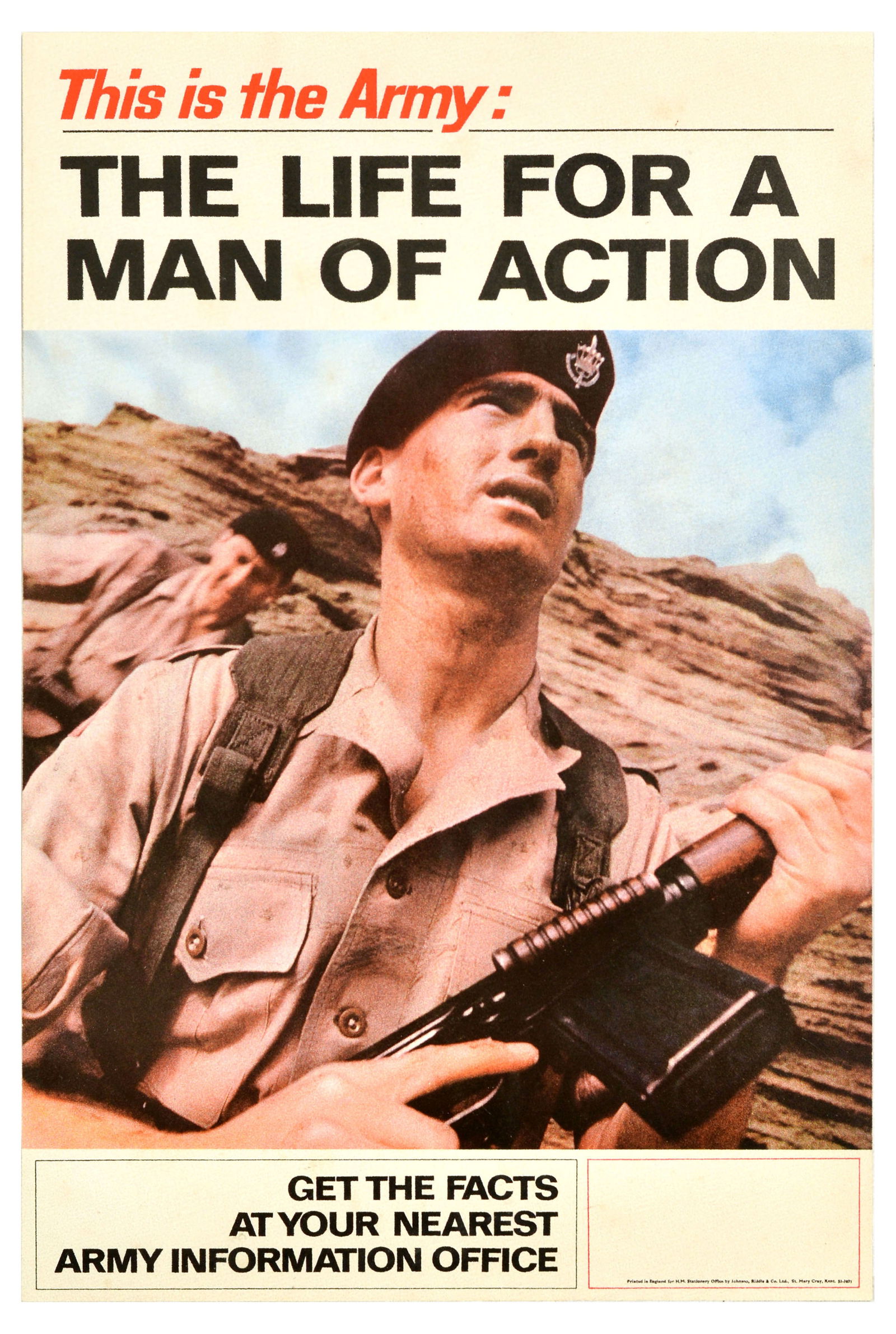 Propaganda Poster British Army Recruitment Man Of Action (1 of 1)
