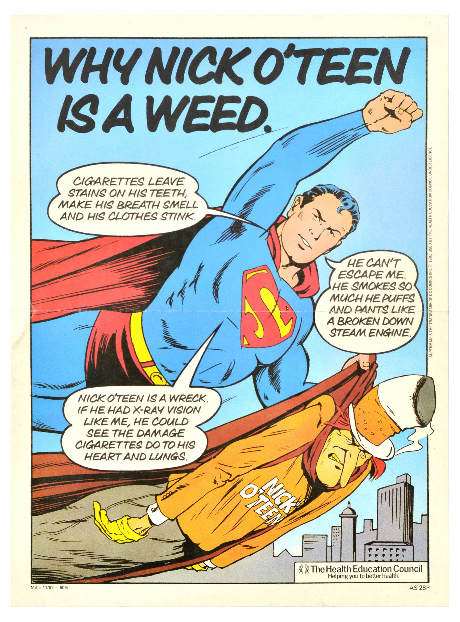 Anti Smoking Poster Set Superman Weed Cigarettes (1 of 2)