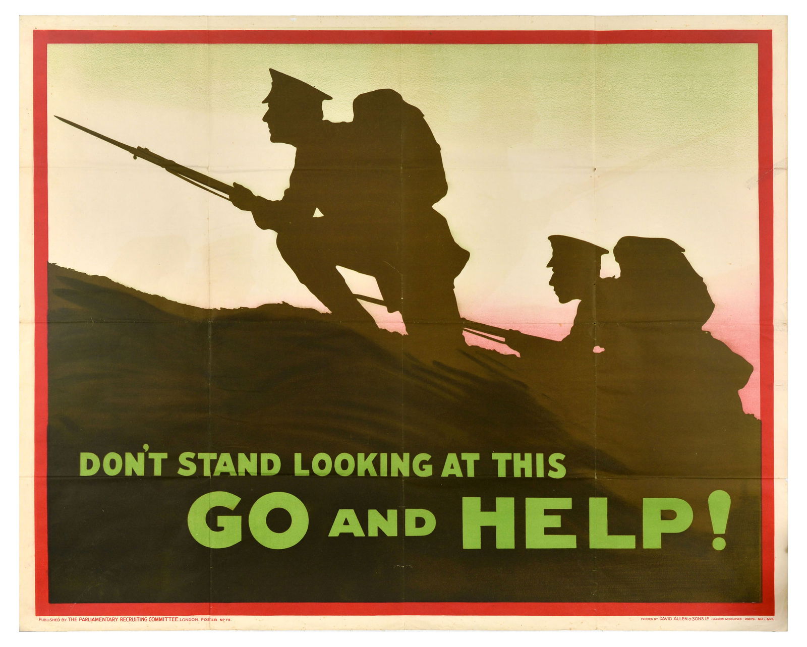 War Poster Don't Stand Looking Go Help WWI (1 of 1)