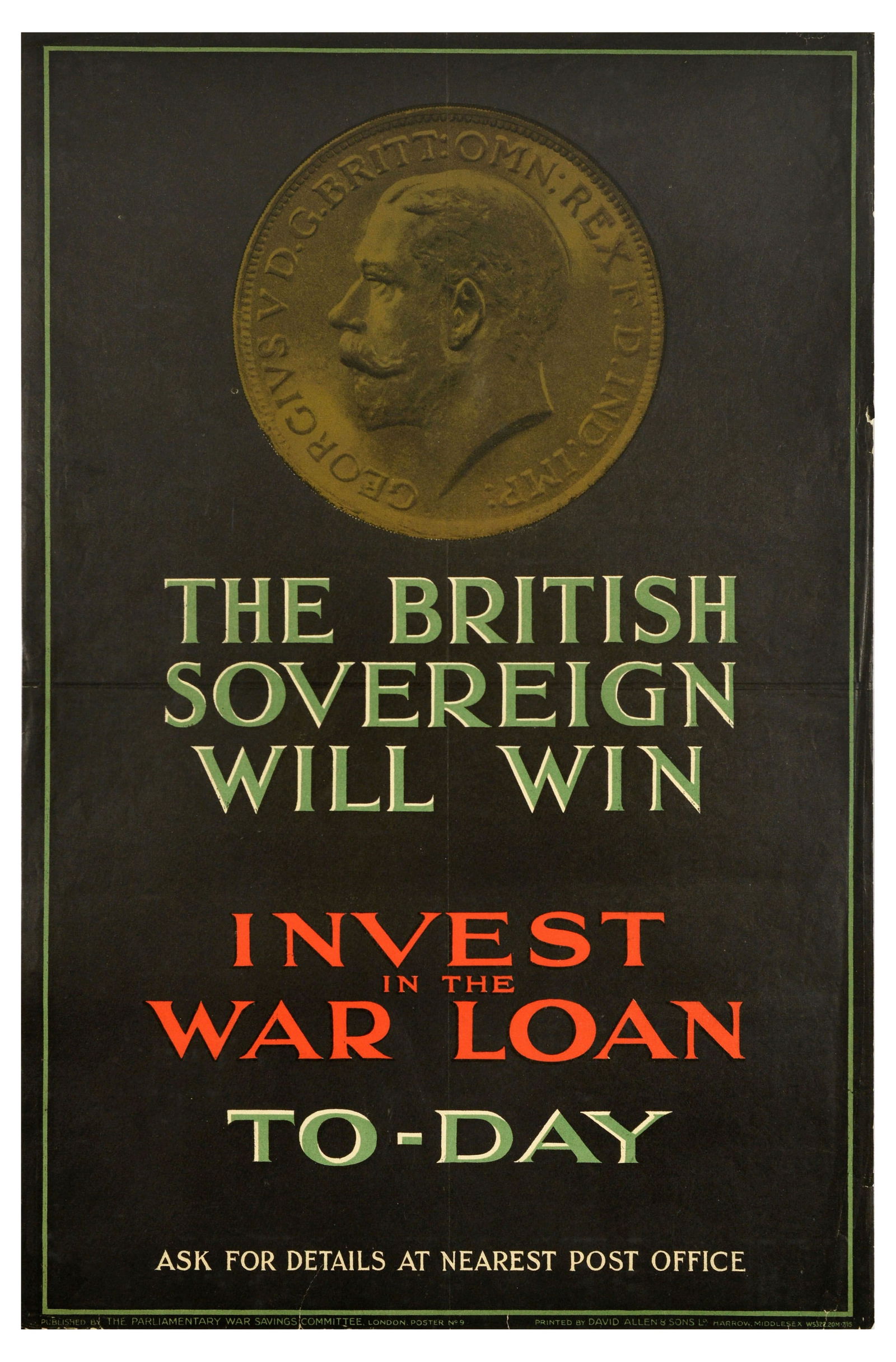 War Poster British Sovereign Will Win WWI War Loan (1 of 1)