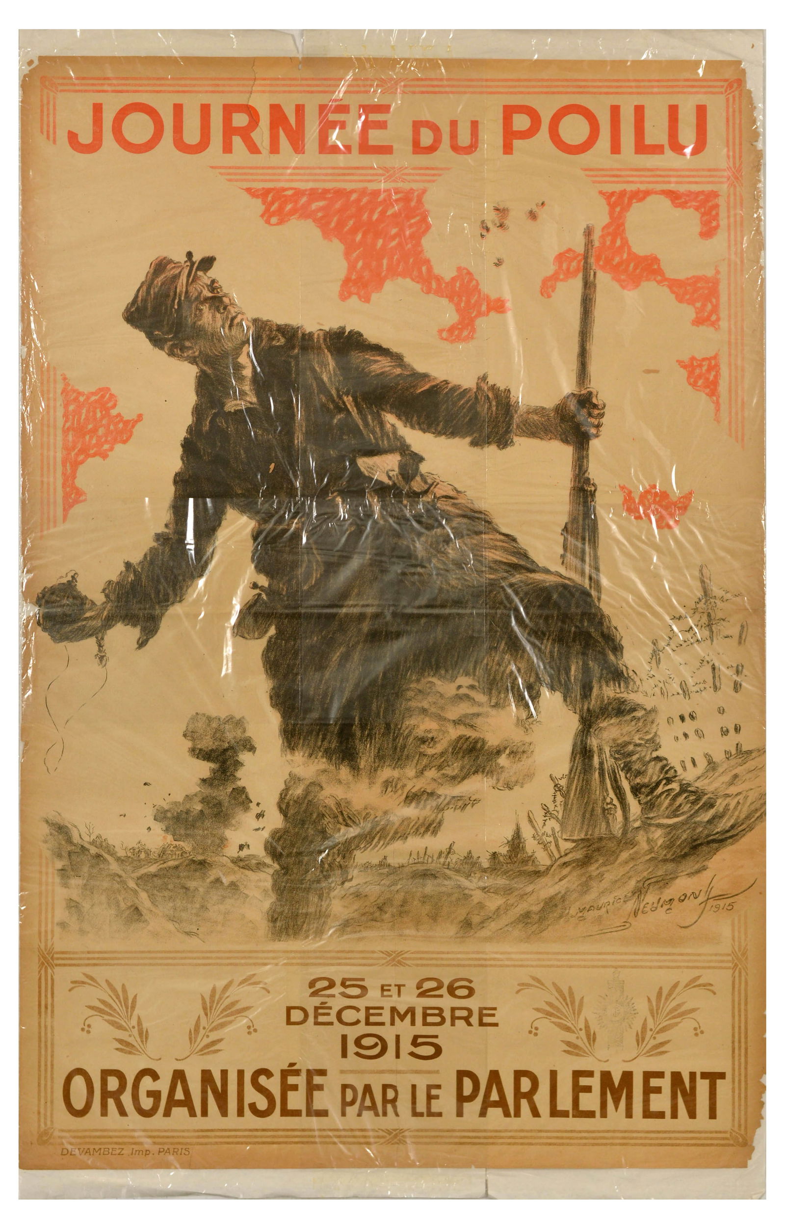 War Poster Infrantry Poilu Day WWI Parliament France (1 of 1)