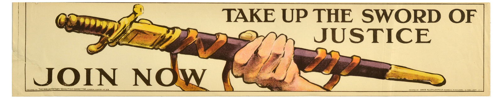 War Poster Take Up The Sword Justice WW1 Recruitment (1 of 1)