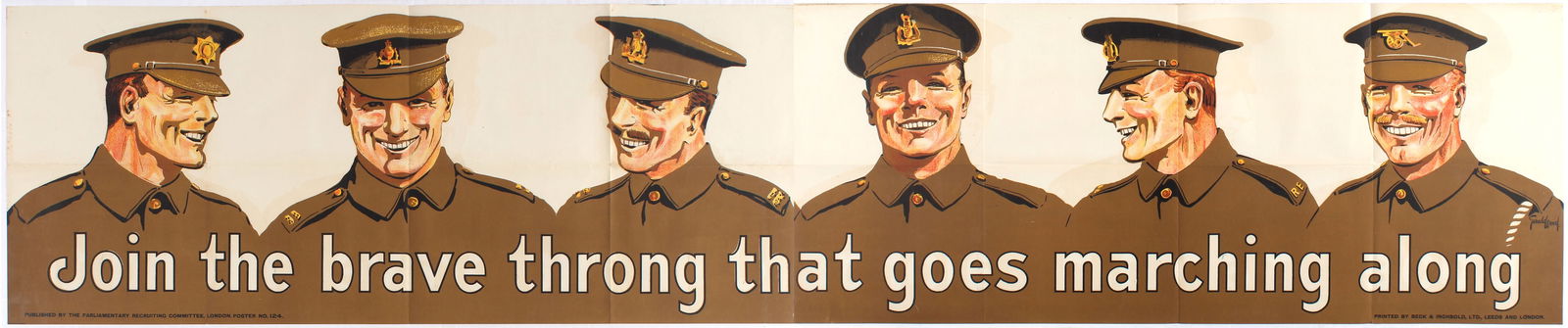 War Poster Join Brave Throng Large WWI UK (1 of 3)