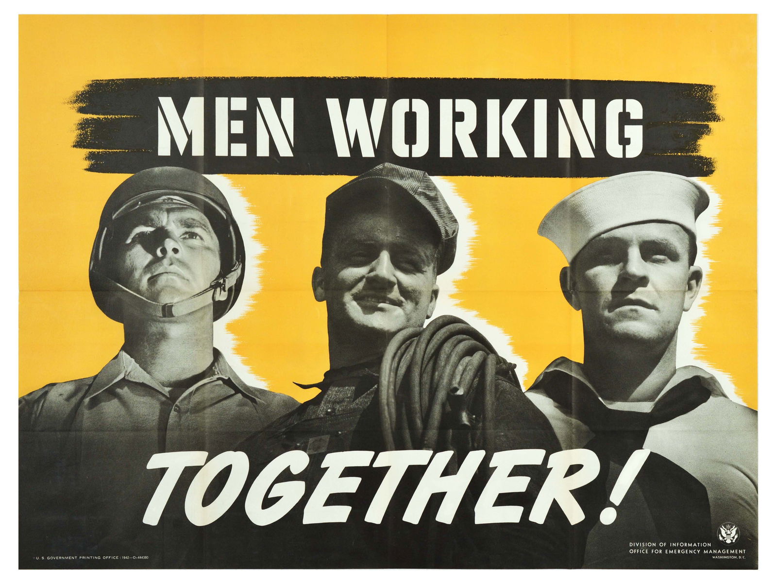 War Poster Men Working Together Home Front USA WWII (1 of 1)